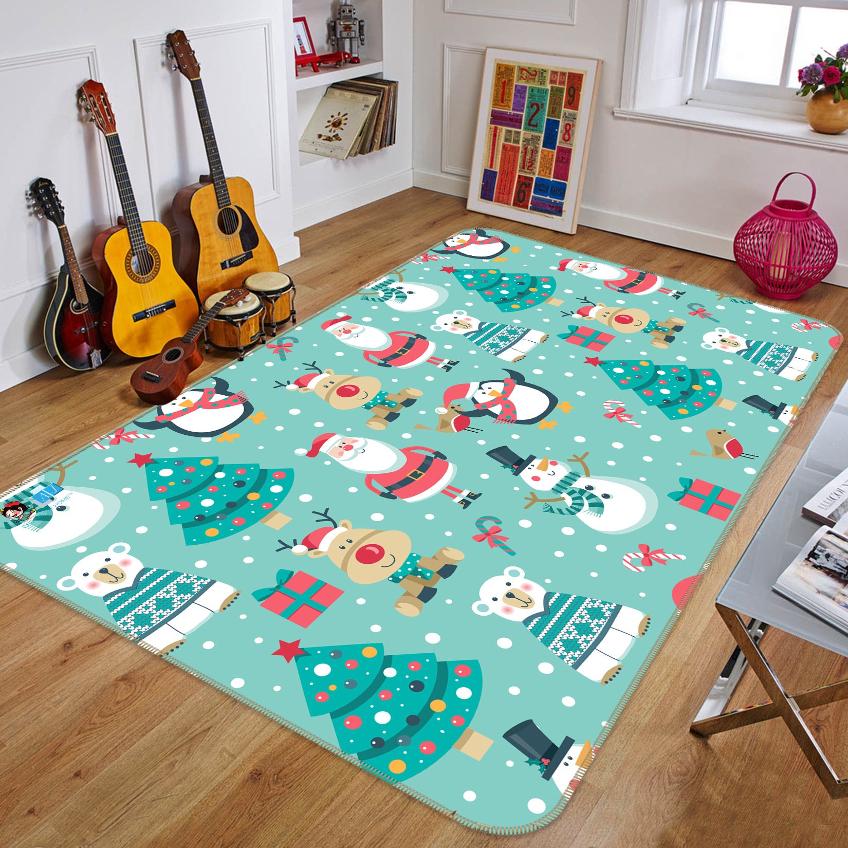 3D Snowman Pattern 56148 Christmas Non Slip Rug Mat Xmas