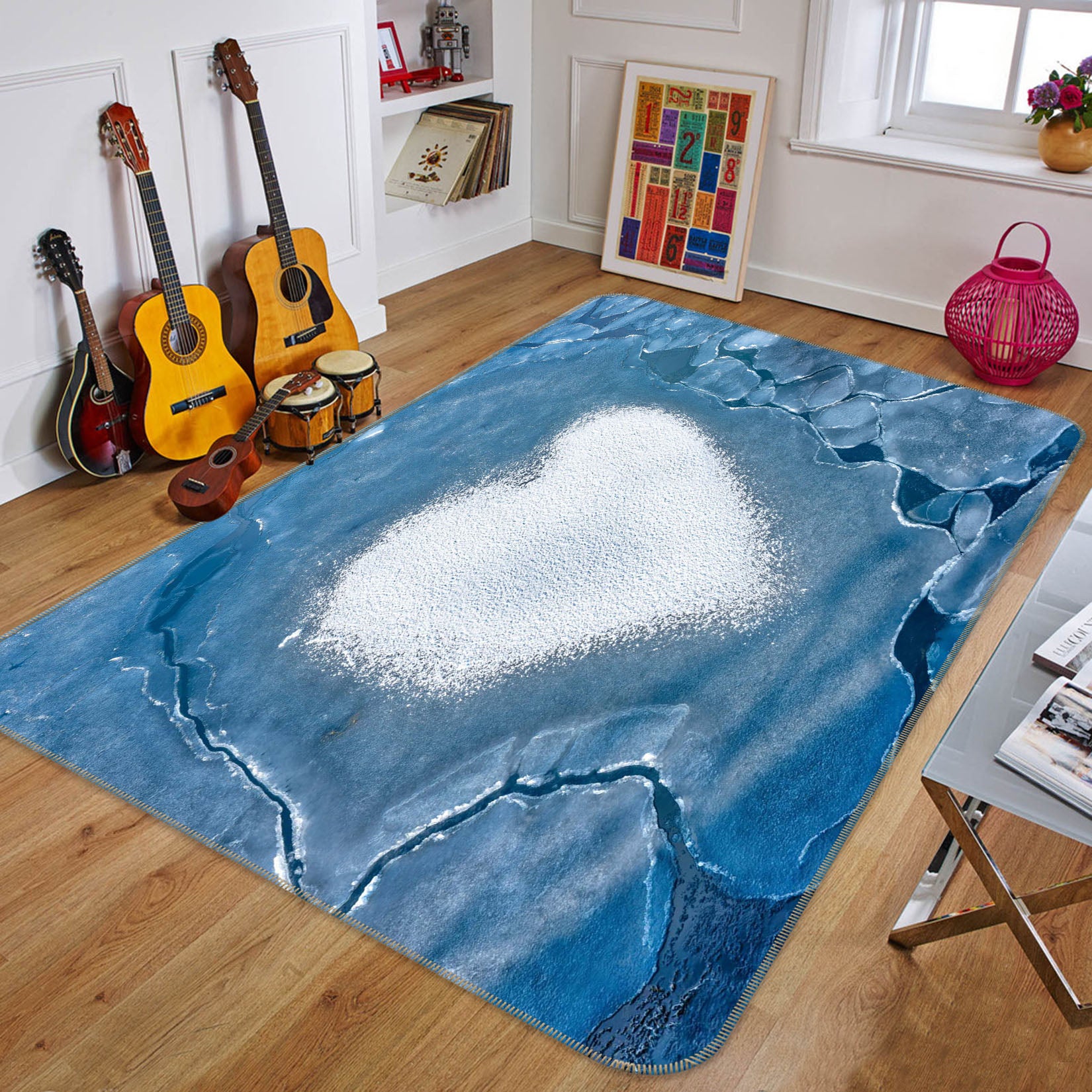 3D Heart 1124 Marco Carmassi Rug Non Slip Rug Mat