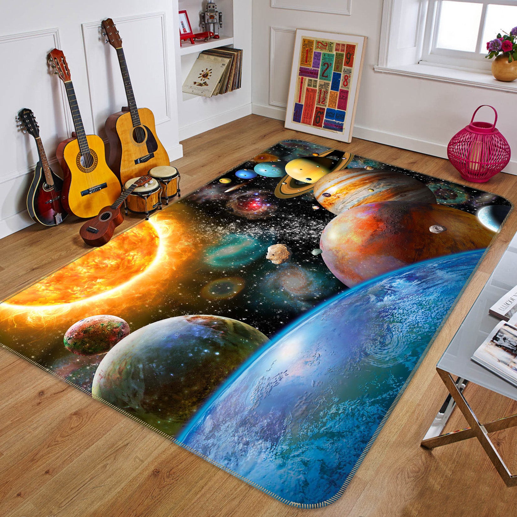 3D Color Planet 1055 Adrian Chesterman Rug Non Slip Rug Mat