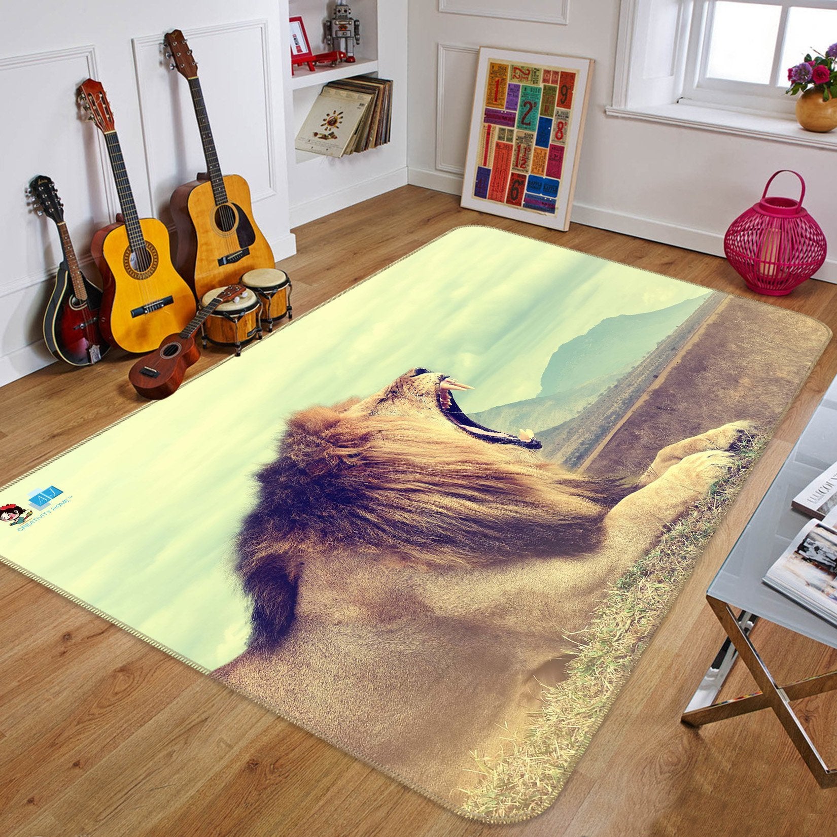 3D Largemouth Llion 468 Non Slip Rug Mat Mat AJ Creativity Home