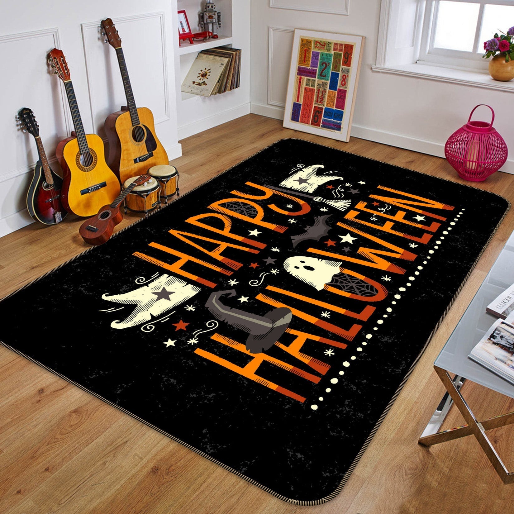 3D Broom Hat Stars 210 Halloween Non Slip Rug Mat Mat AJ Creativity Home
