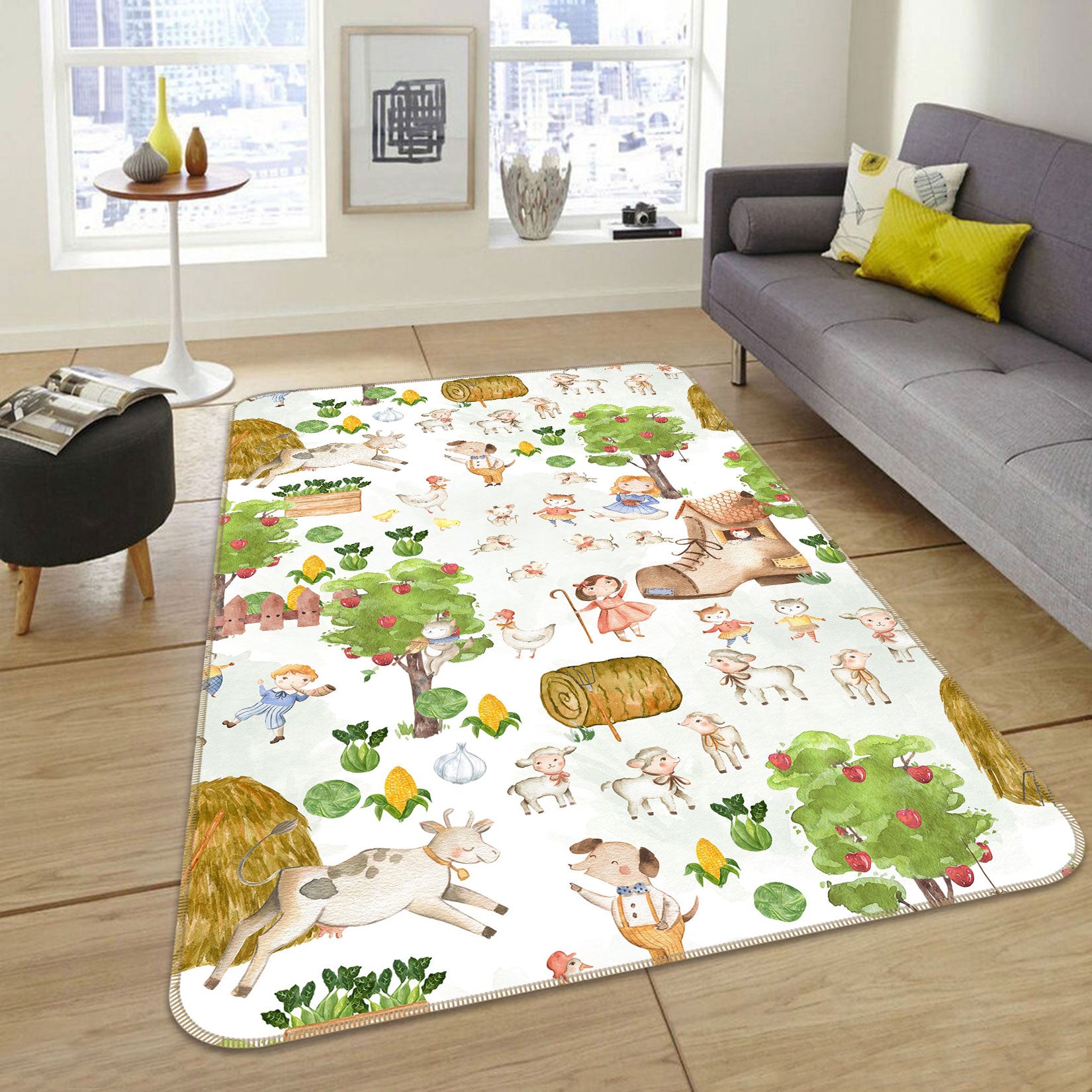 3D Apple Tree Sheep 123 Uta Naumann Rug Non Slip Rug Mat