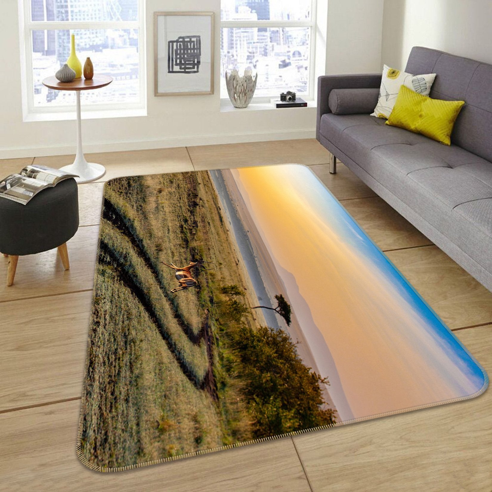 3D Antelope Jumping 560 Animal Non Slip Rug Mat Mat AJ Creativity Home