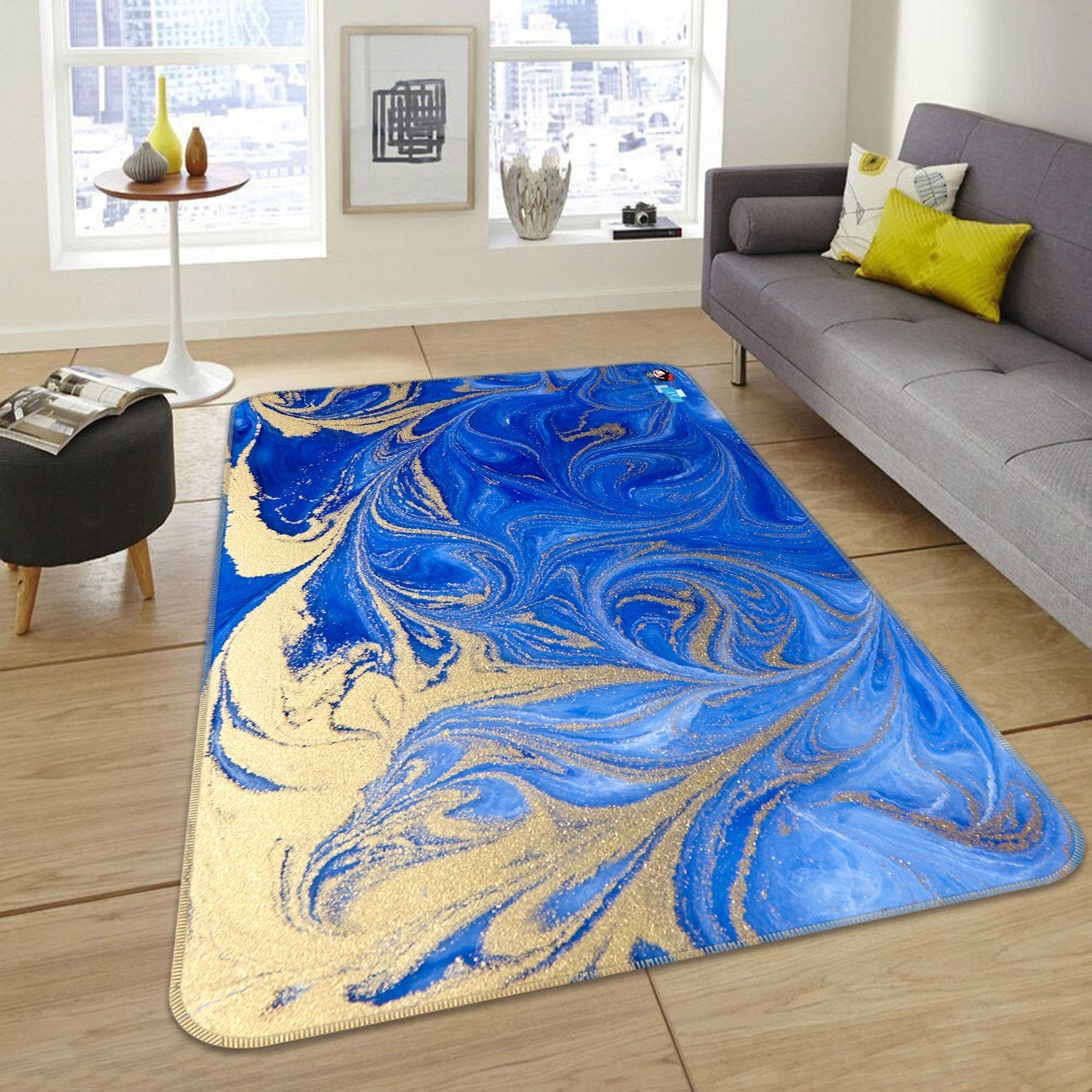 3D Blue Background 23 Non Slip Rug Mat Mat AJ Creativity Home