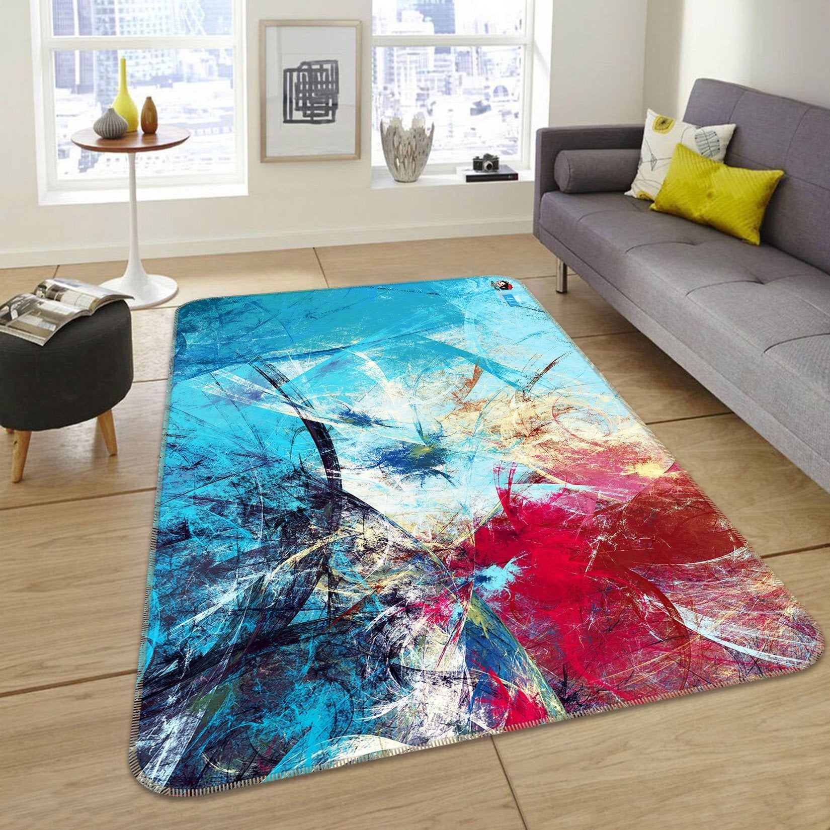 3D Blue Red Scratch 26 Non Slip Rug Mat Mat AJ Creativity Home