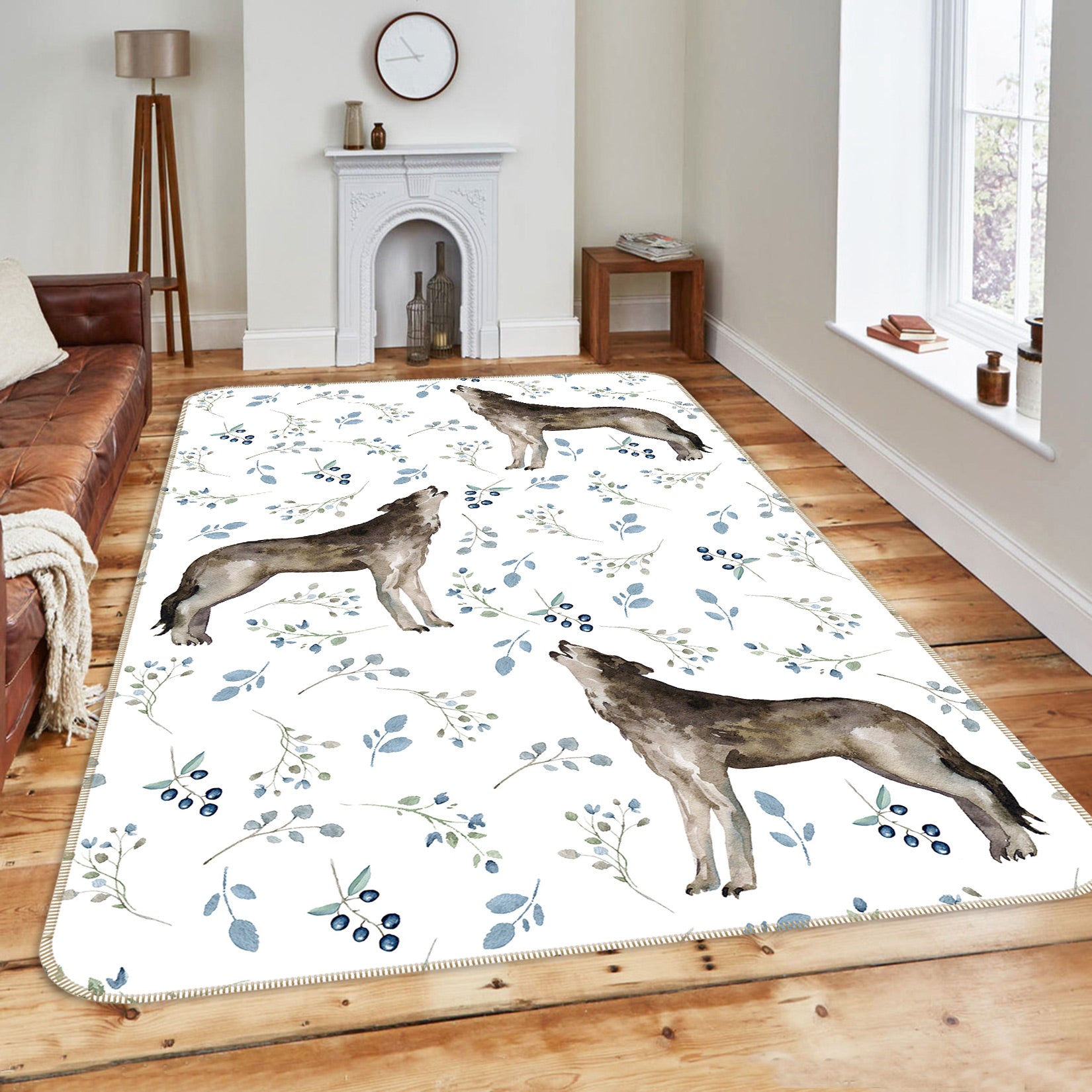 3D Blueberry Wolf 124 Uta Naumann Rug Non Slip Rug Mat