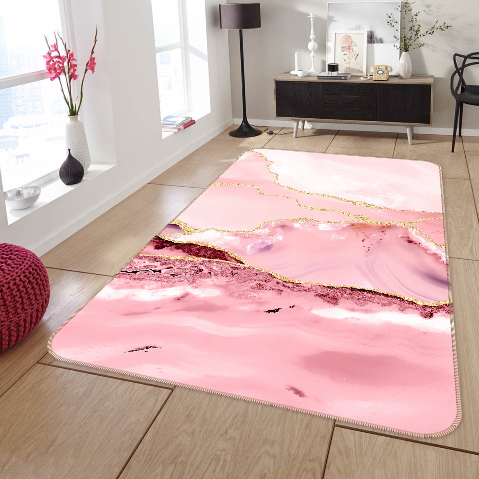 3D Pink Painting 149 Uta Naumann Rug Non Slip Rug Mat