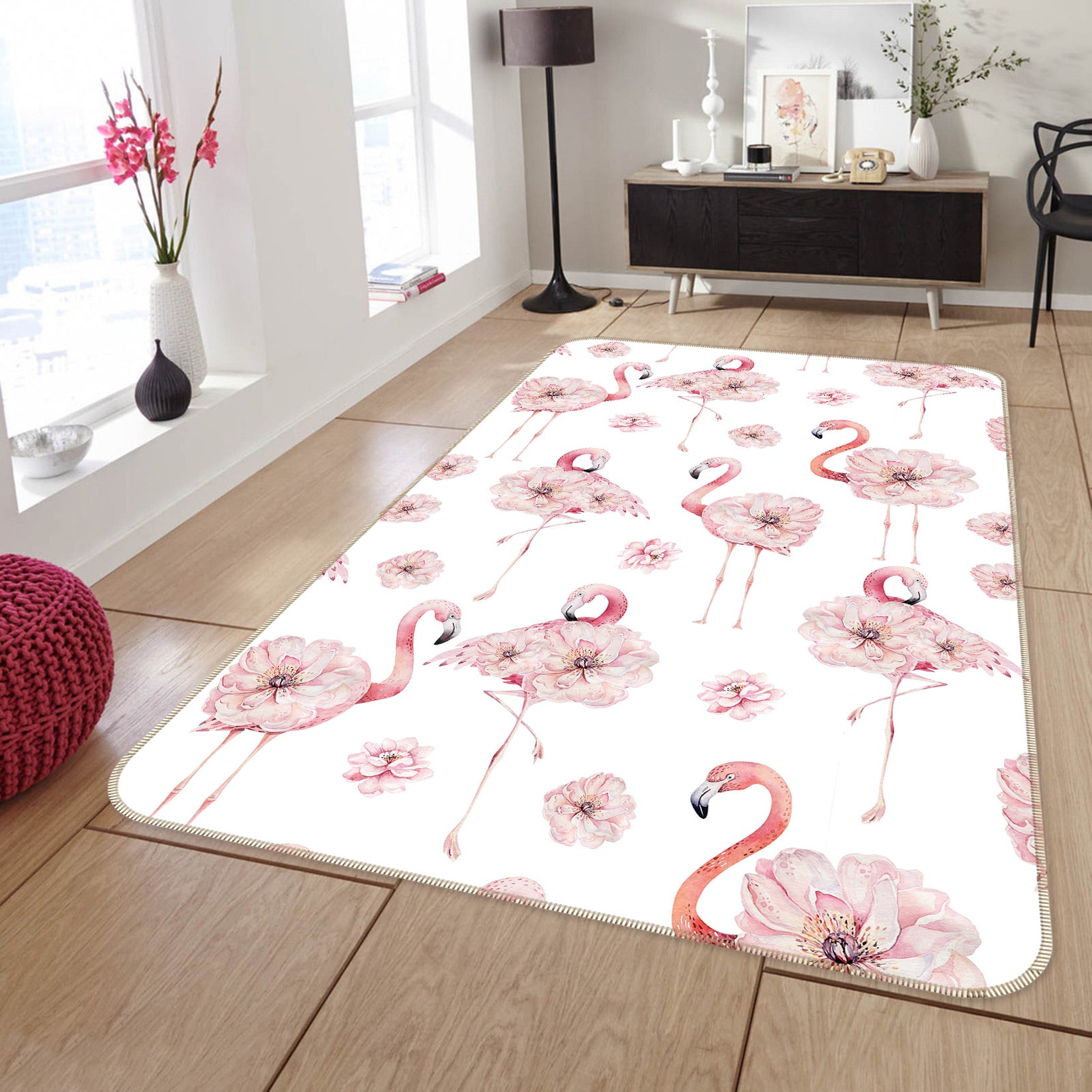 3D Flamingo Peony 133 Uta Naumann Rug Non Slip Rug Mat