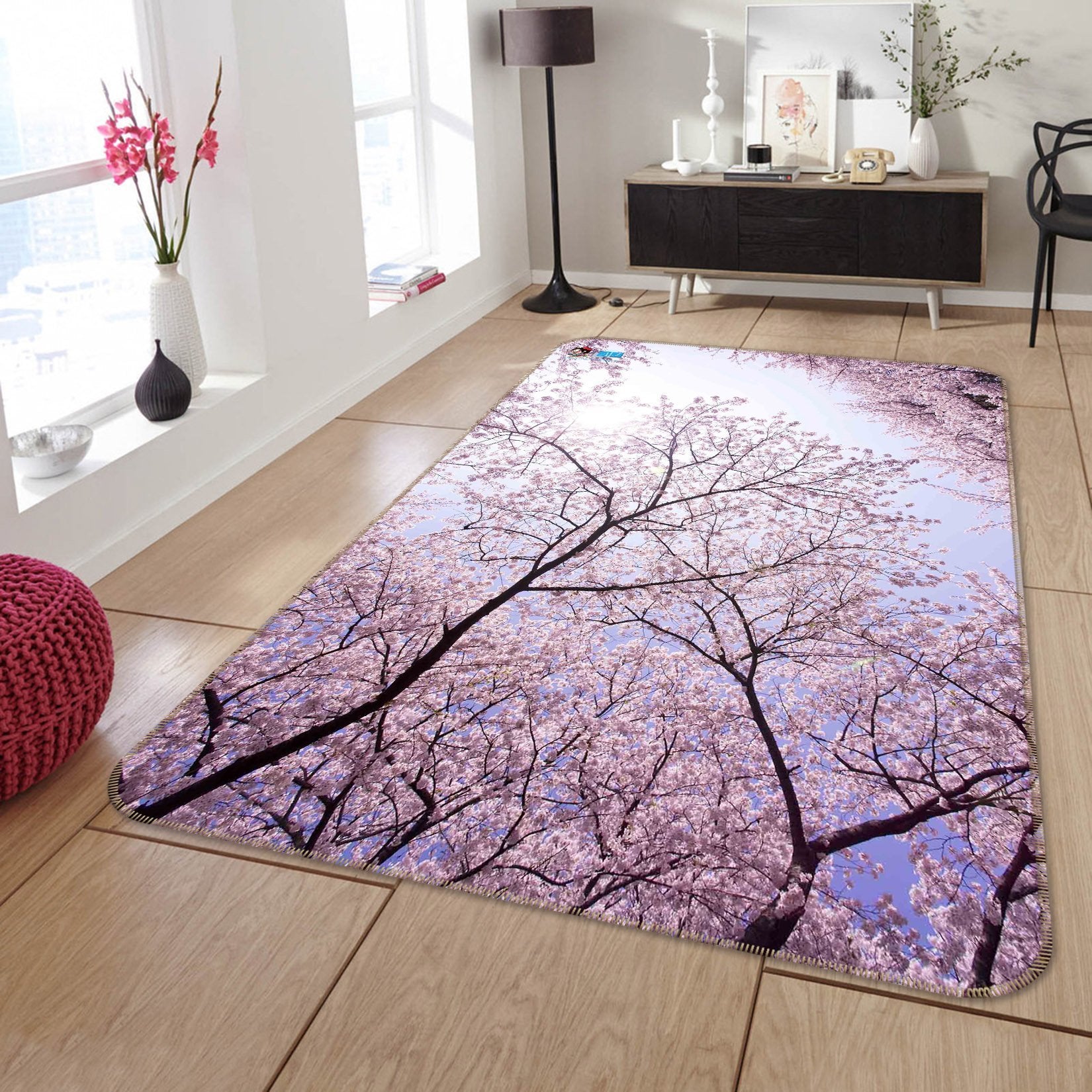3D Pink Flowers Trees 148 Non Slip Rug Mat Mat AJ Creativity Home