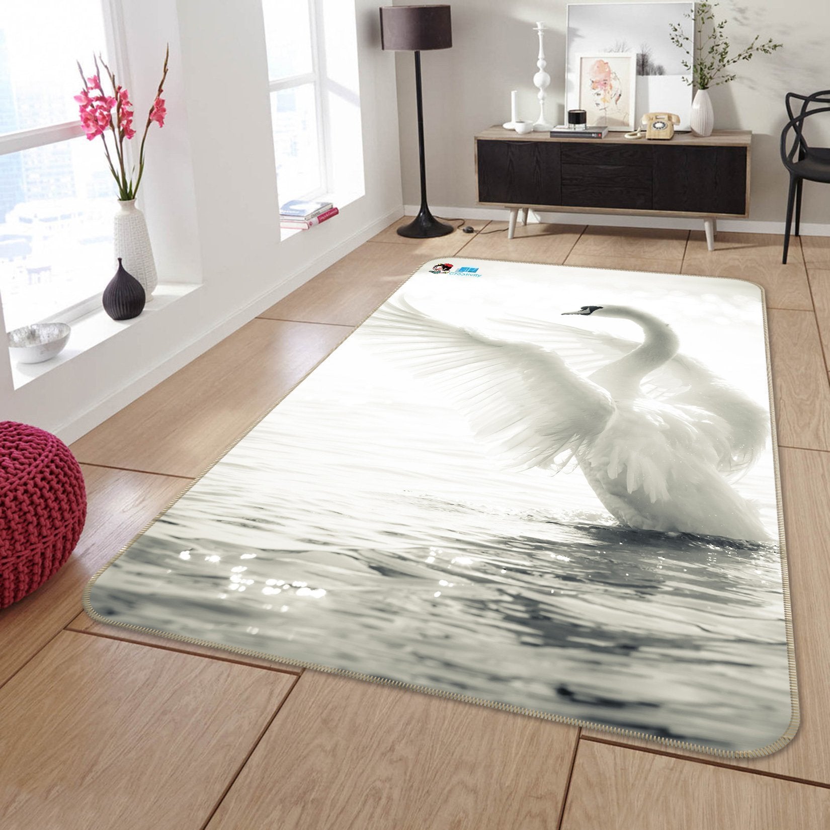 3D Sea White Swan 223 Non Slip Rug Mat Mat AJ Creativity Home