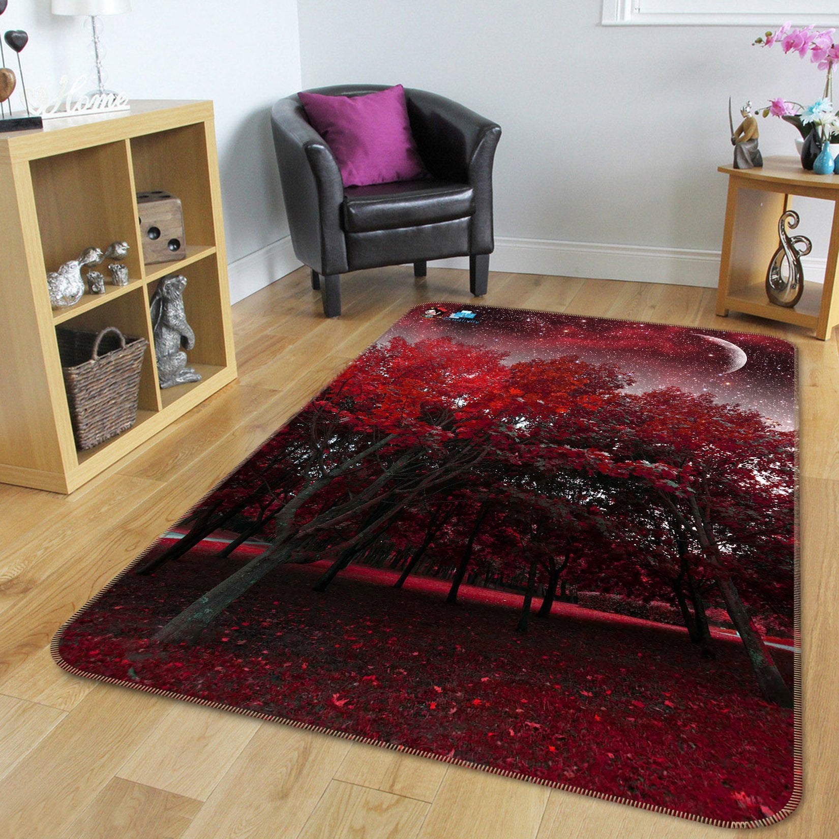 3D Red Trees Stars Sky 176 Non Slip Rug Mat Mat AJ Creativity Home