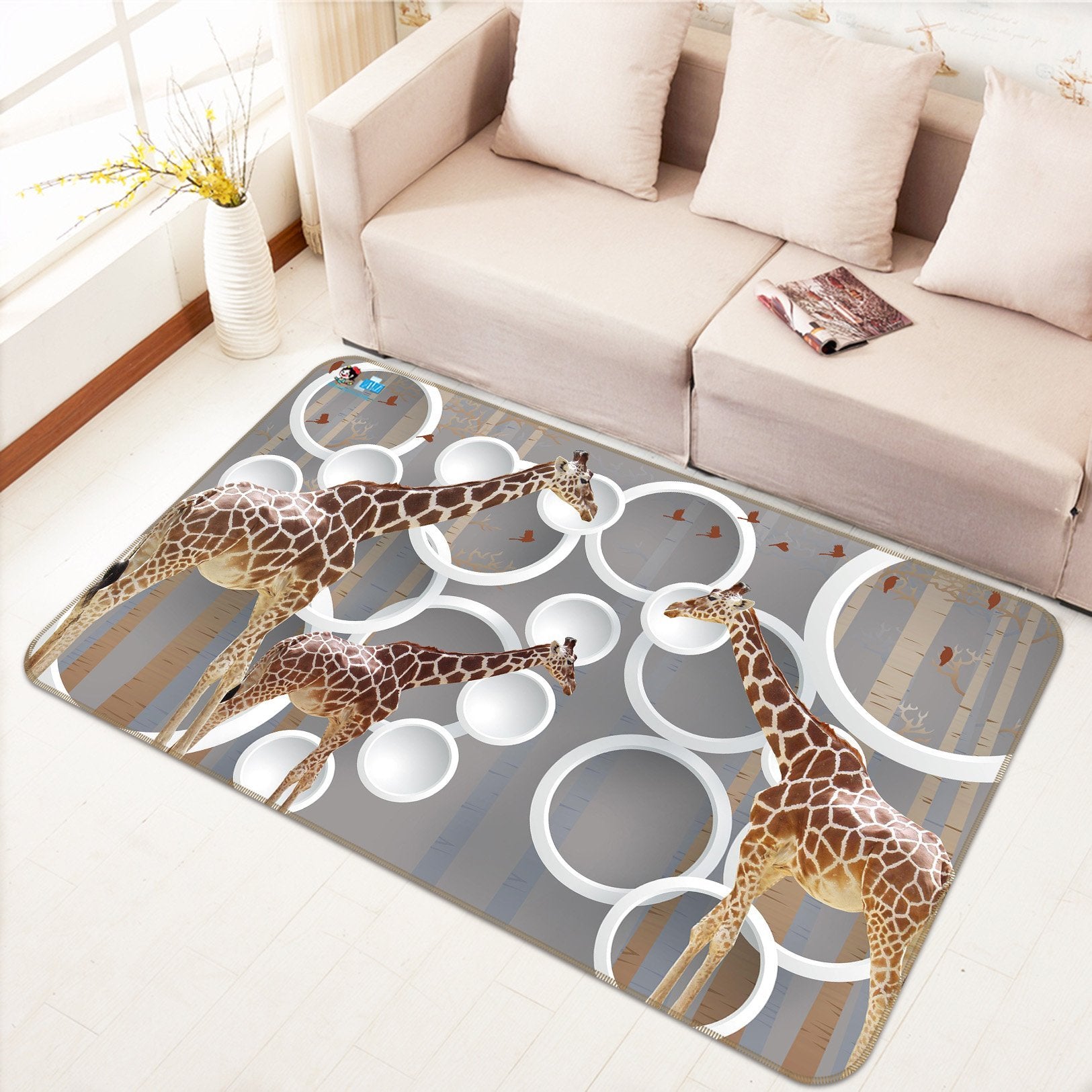 3D Circle Giraffe 569 Non Slip Rug Mat Mat AJ Creativity Home