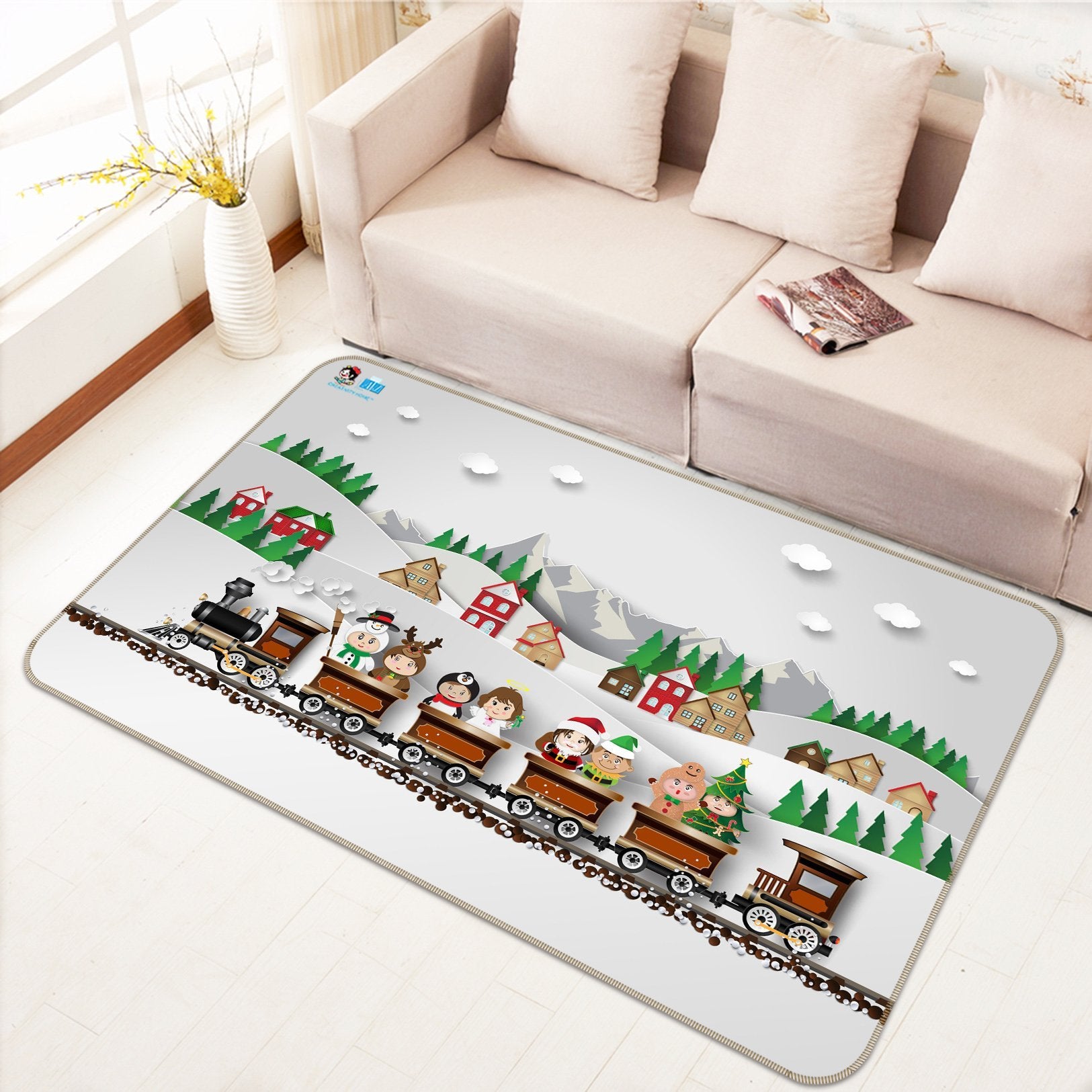 3D Train Child 600 Non Slip Rug Mat Mat AJ Creativity Home