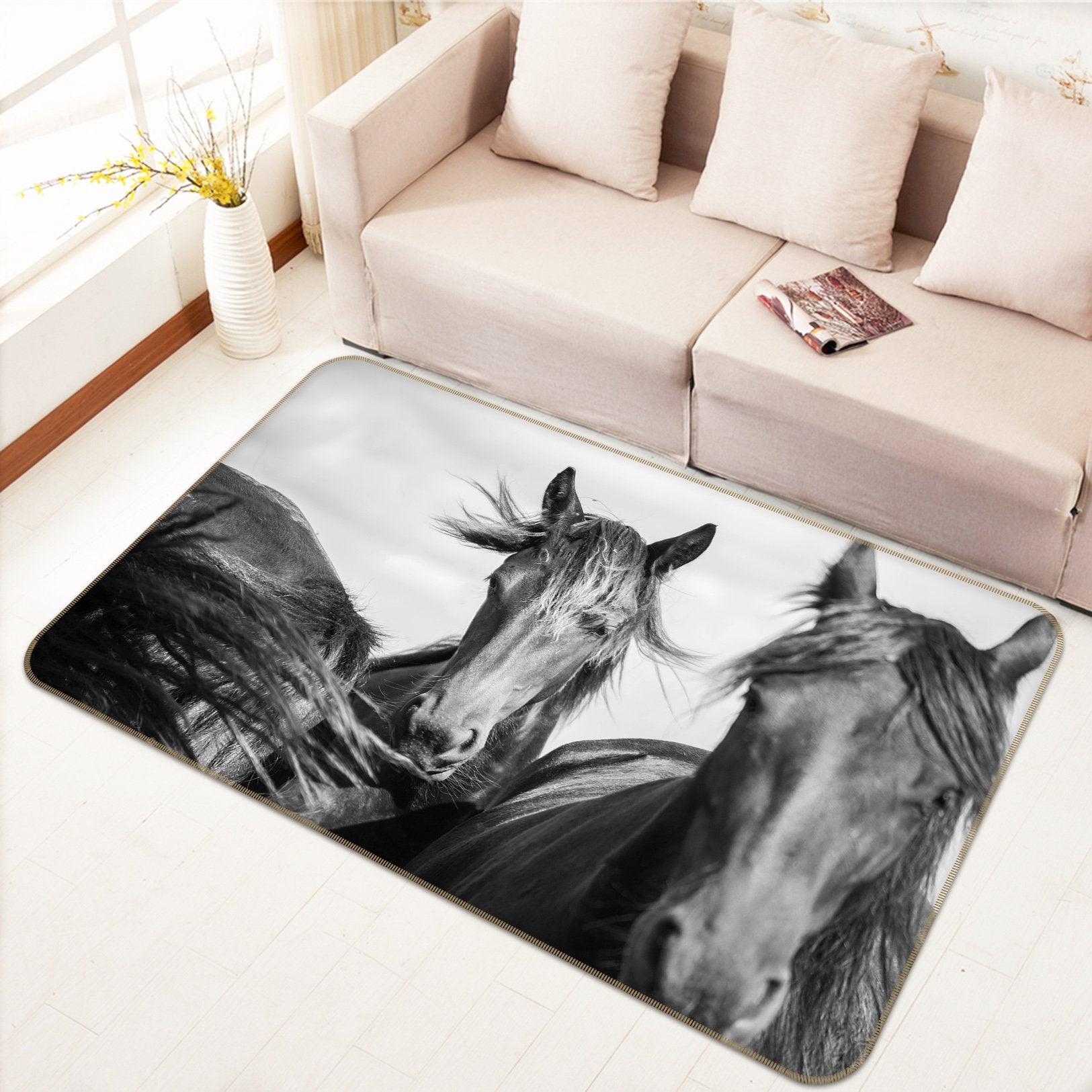 3D Two Horses 598 Animal Non Slip Rug Mat Mat AJ Creativity Home