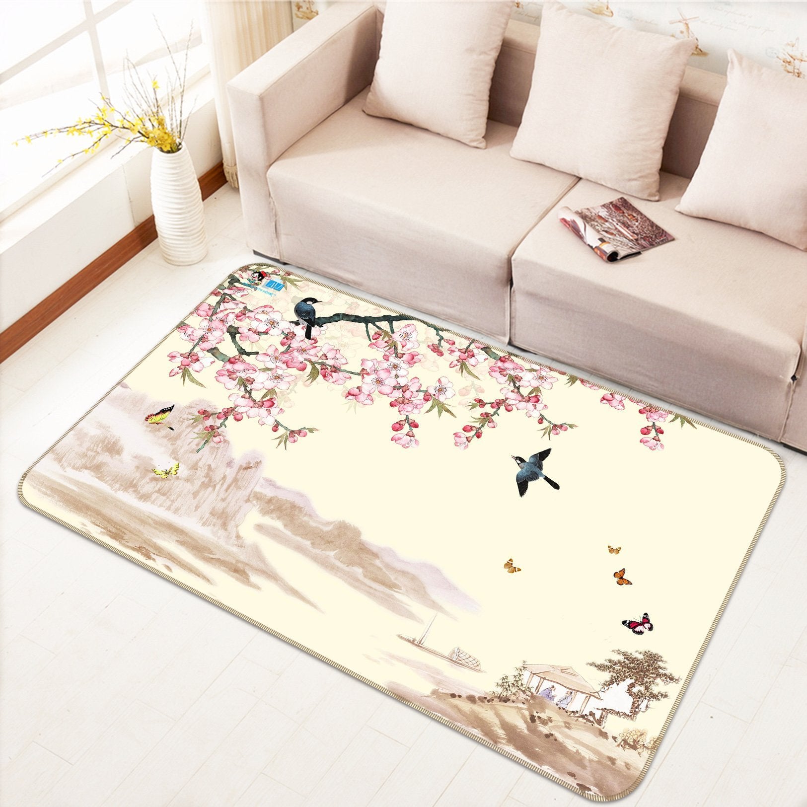 3D Peach Blossom 660 Non Slip Rug Mat Mat AJ Creativity Home