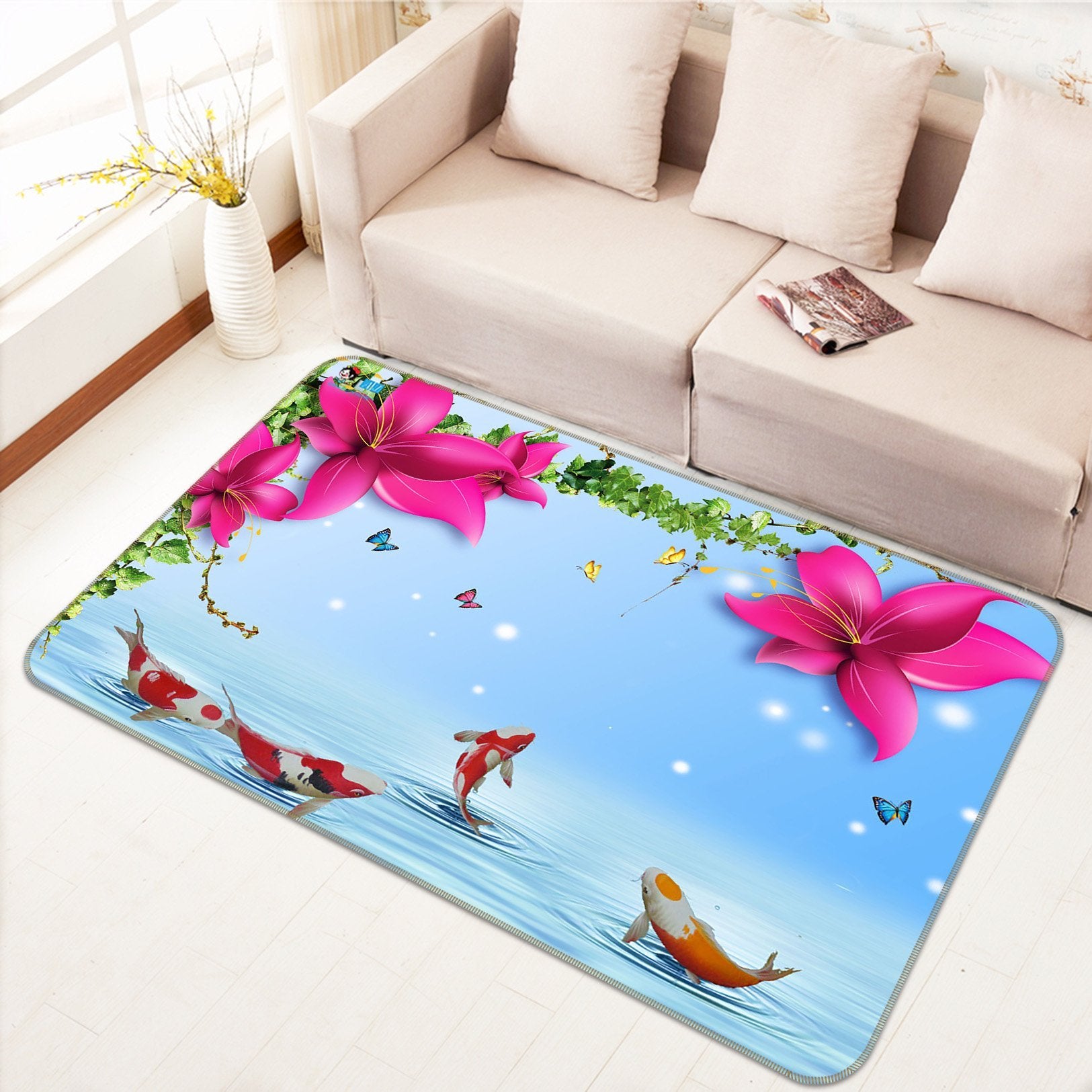 3D Butterfly Fish 433 Non Slip Rug Mat Mat AJ Creativity Home
