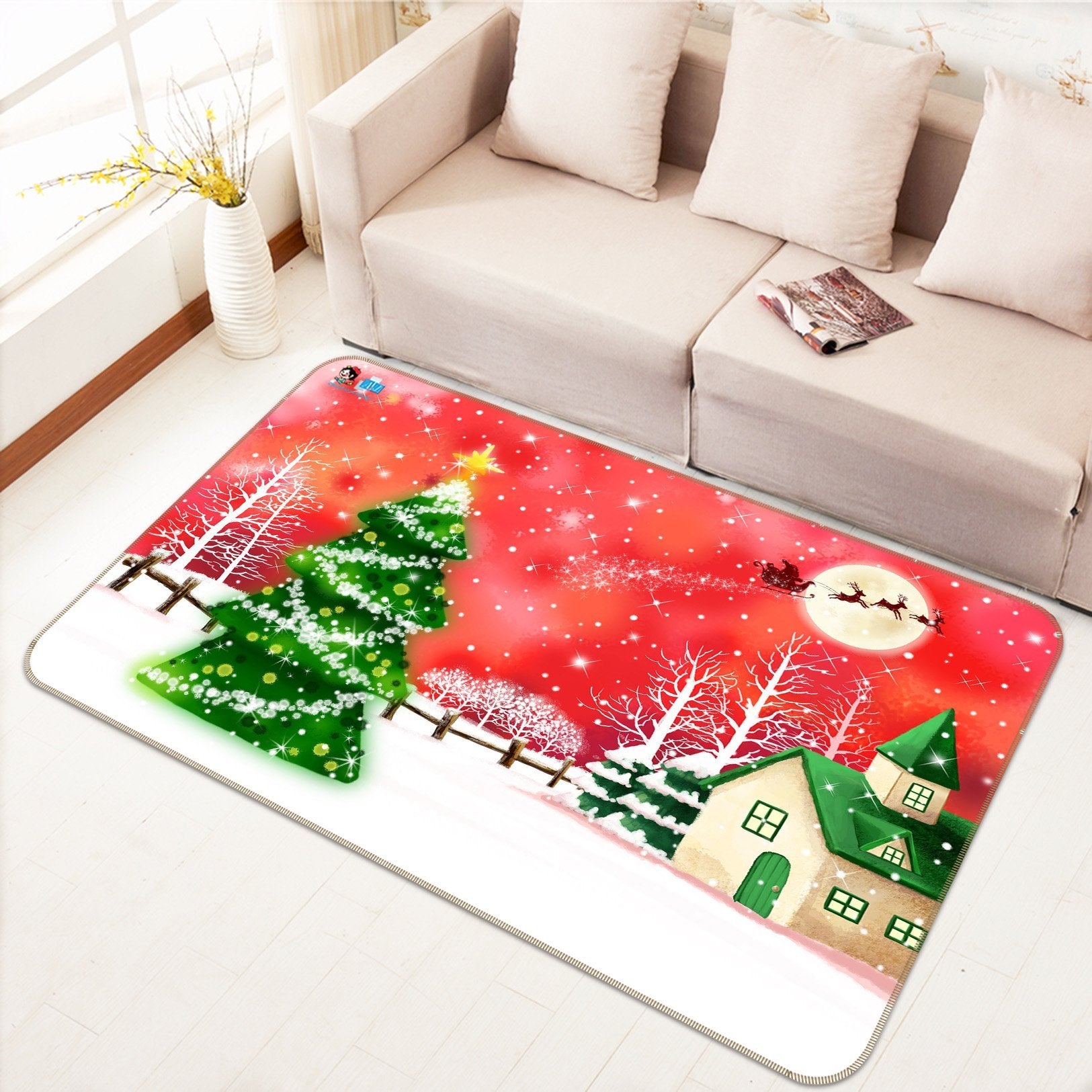 3D Christmas Tree 553 Non Slip Rug Mat Mat AJ Creativity Home