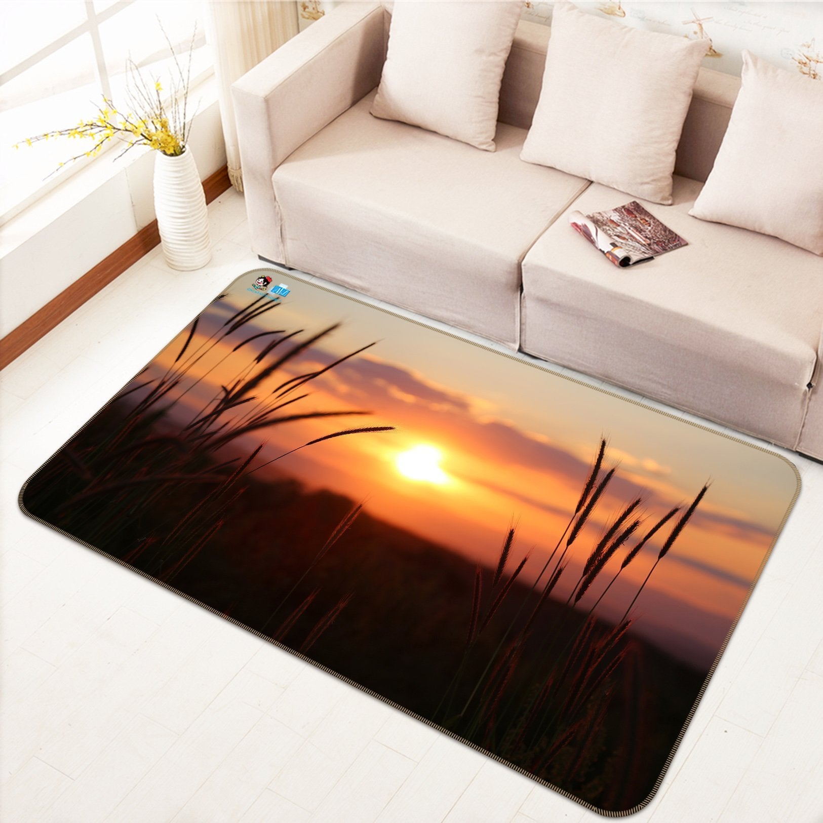 3D Sunset Grass 148 Non Slip Rug Mat Mat AJ Creativity Home