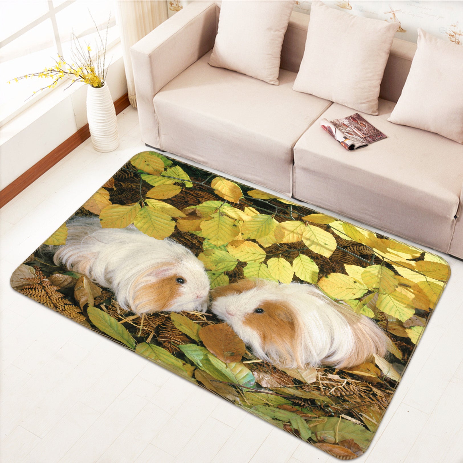3D Leaf Rabbit 111 Animal Non Slip Rug Mat