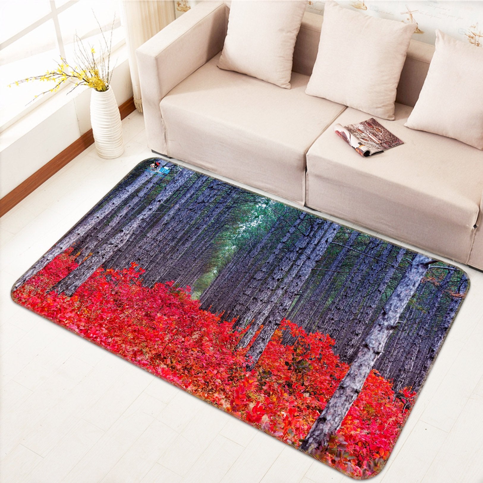 3D Dead Tree Red Leaf 486 Non Slip Rug Mat Mat AJ Creativity Home