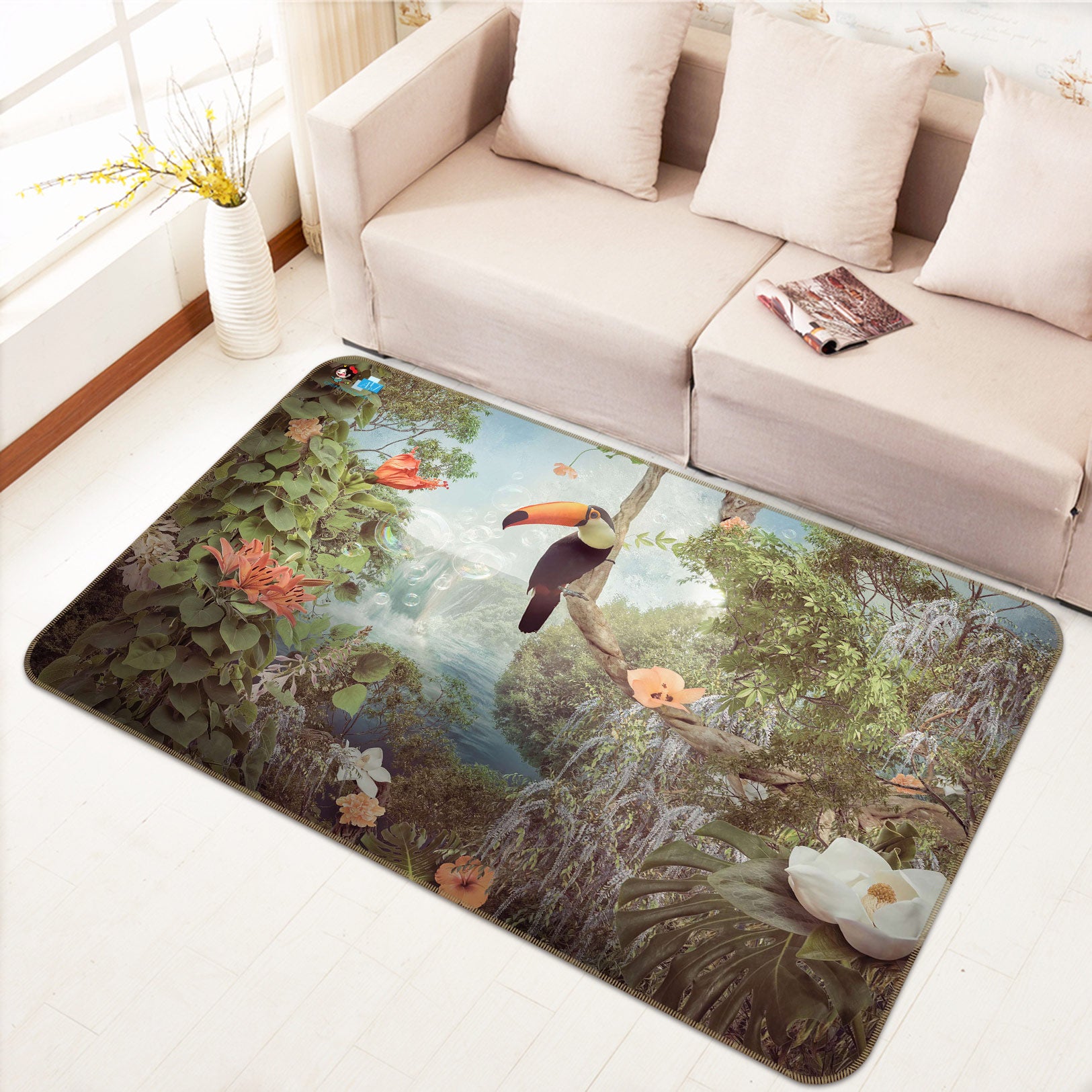 3D Tree Toucan 5137 Beth Sheridan Rug Non Slip Rug Mat