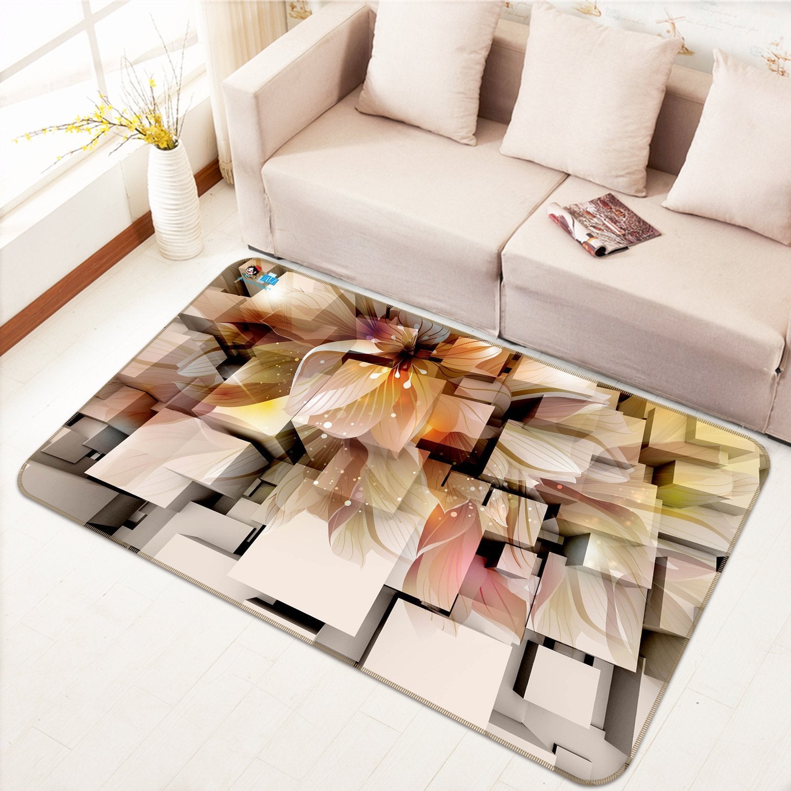 3D Square Fower 559 Non Slip Rug Mat Mat AJ Creativity Home