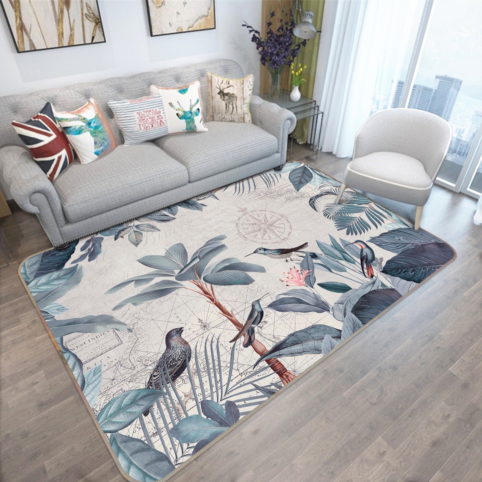 3D Birds Playing 1019 Andrea haase Rug Non Slip Rug Mat