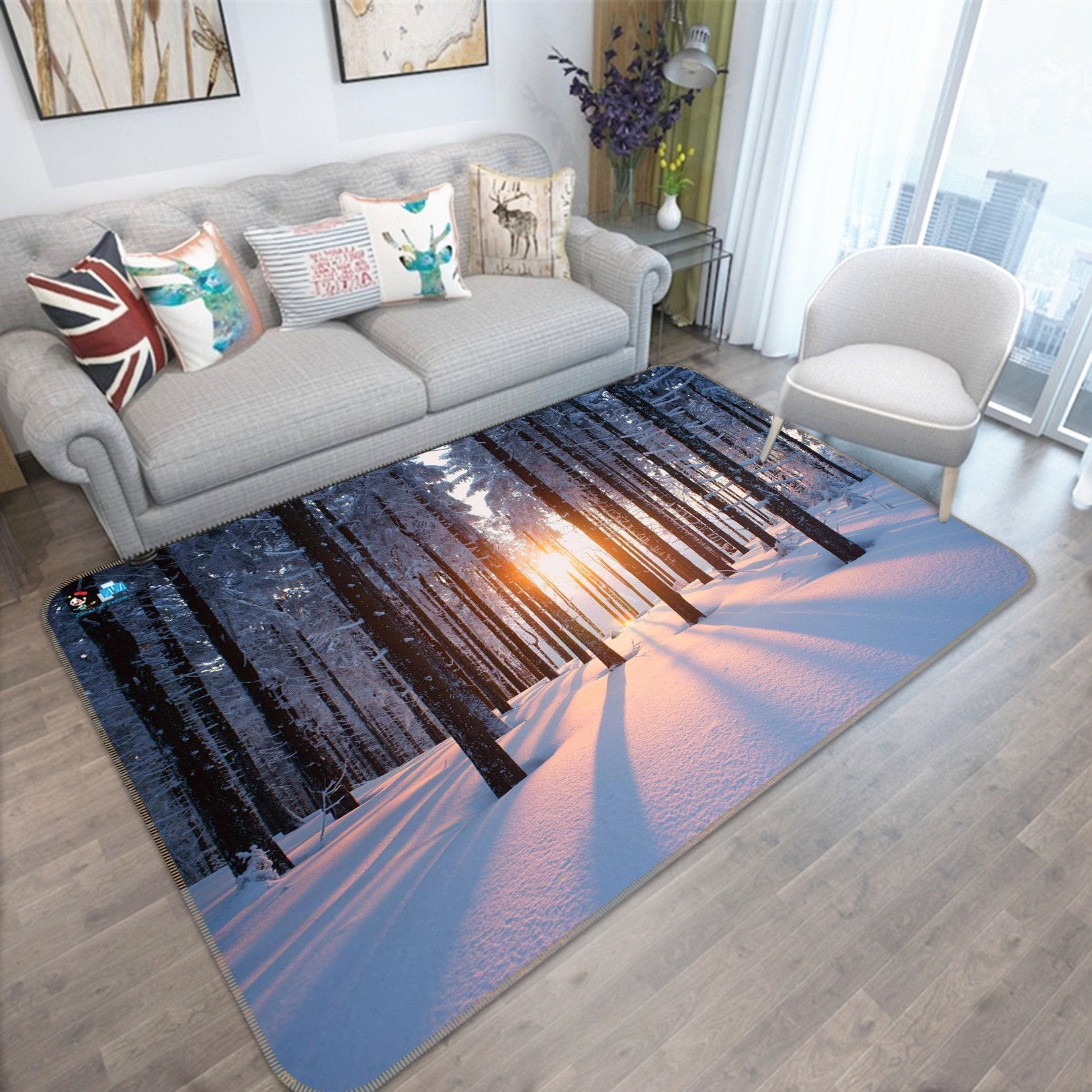 3D Snow Forest Sunshine 146 Non Slip Rug Mat Mat AJ Creativity Home
