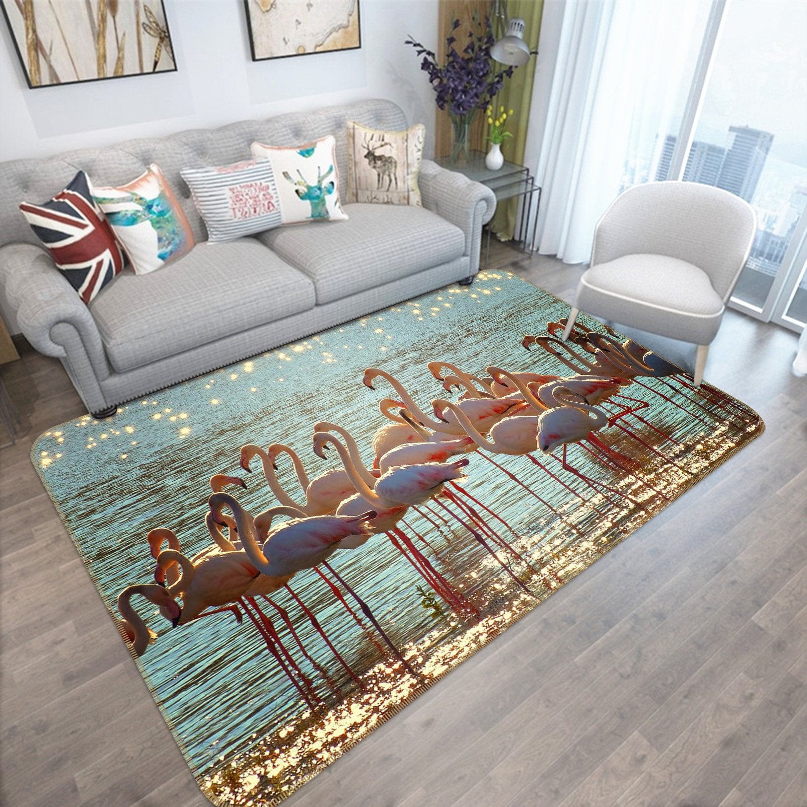 3D Flamingo Group 578 Animal Non Slip Rug Mat Mat AJ Creativity Home