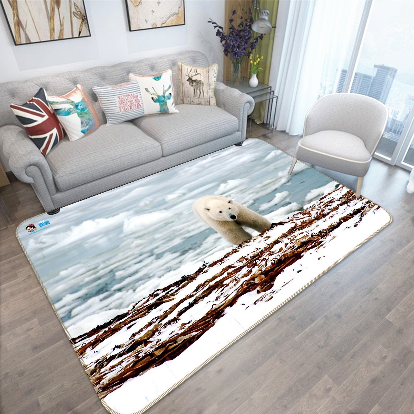 3D Seaside Polar Bear 258 Non Slip Rug Mat Mat AJ Creativity Home