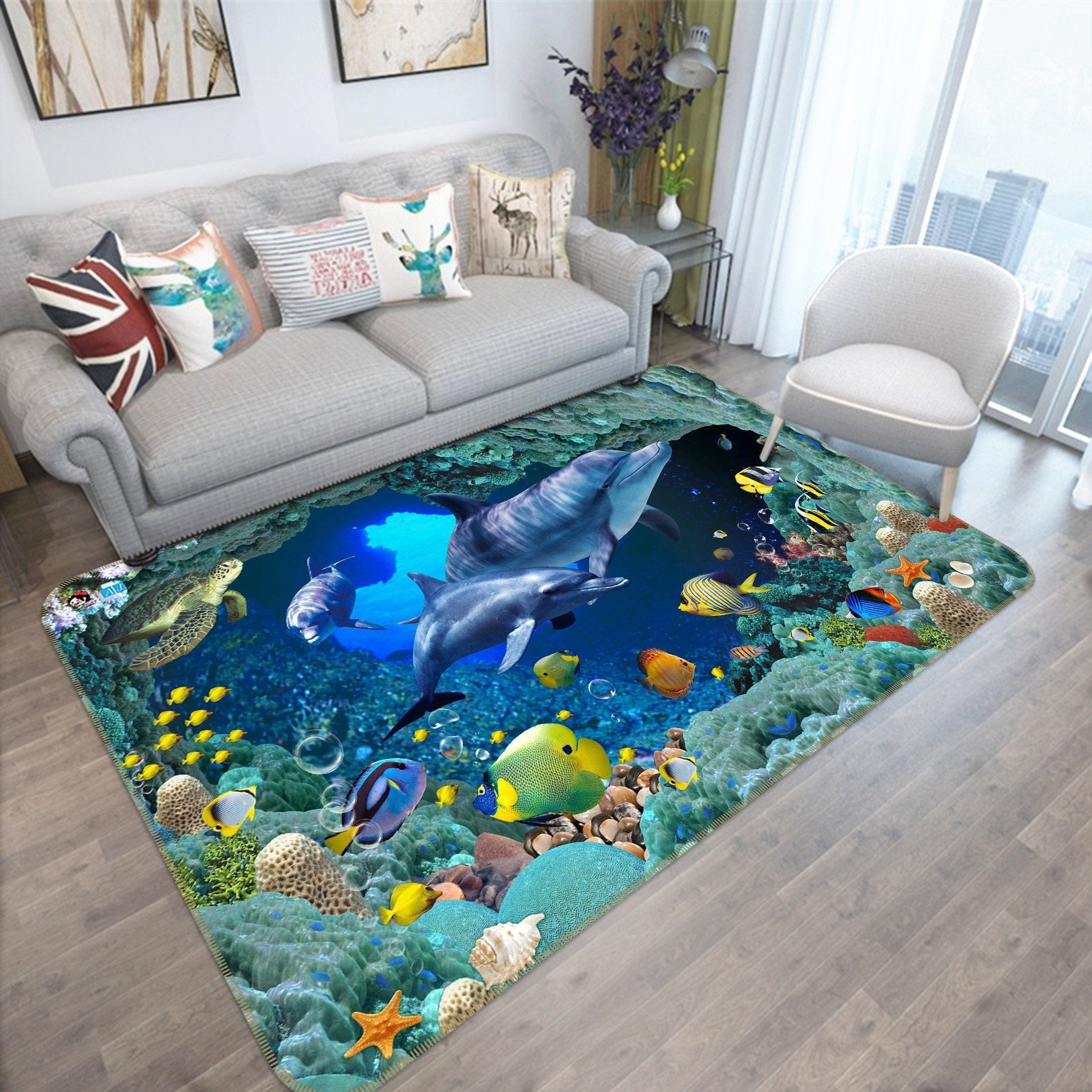 3D Sea Hole Fsh 593 Non Slip Rug Mat Mat AJ Creativity Home