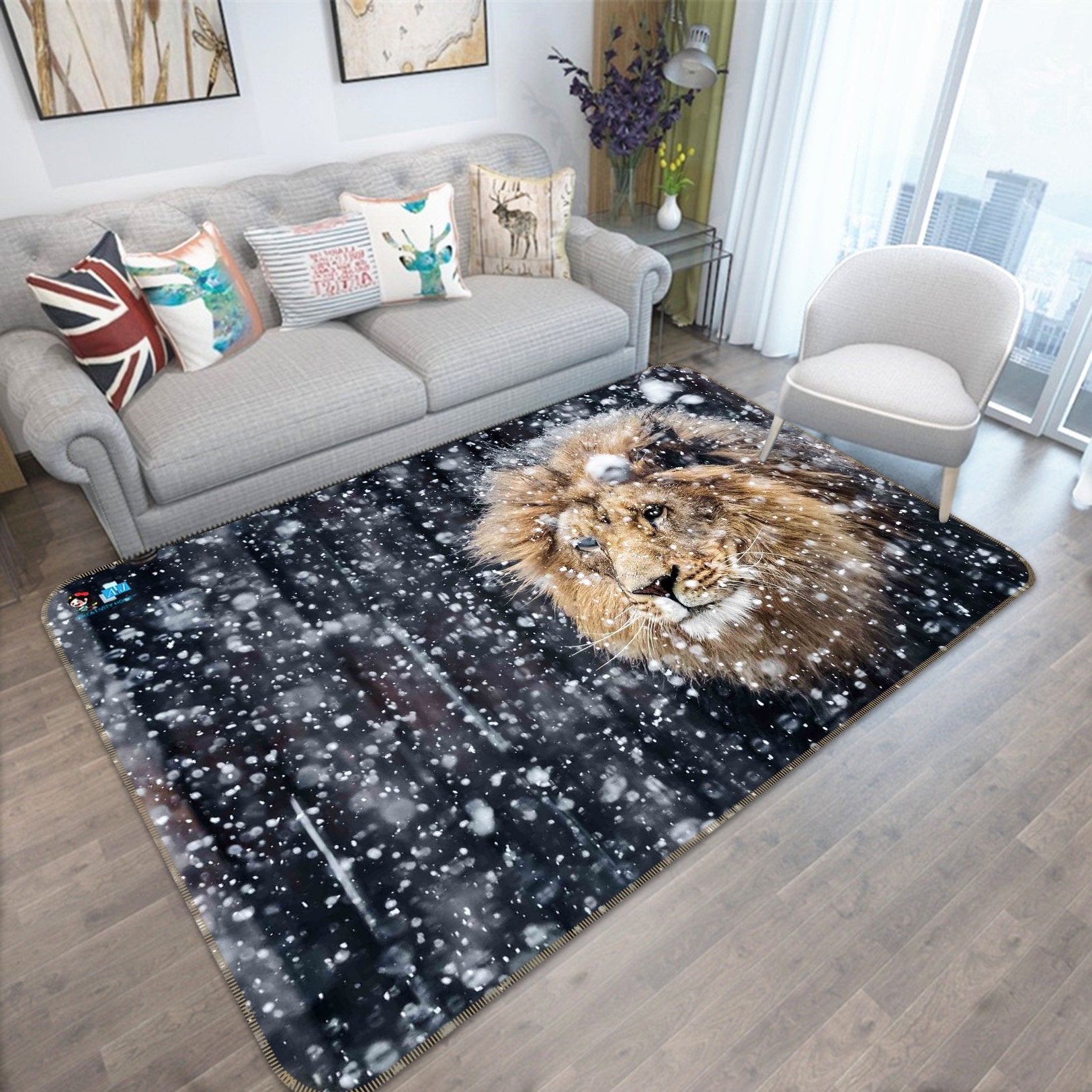 3D Snow Lion 276 Non Slip Rug Mat Mat AJ Creativity Home