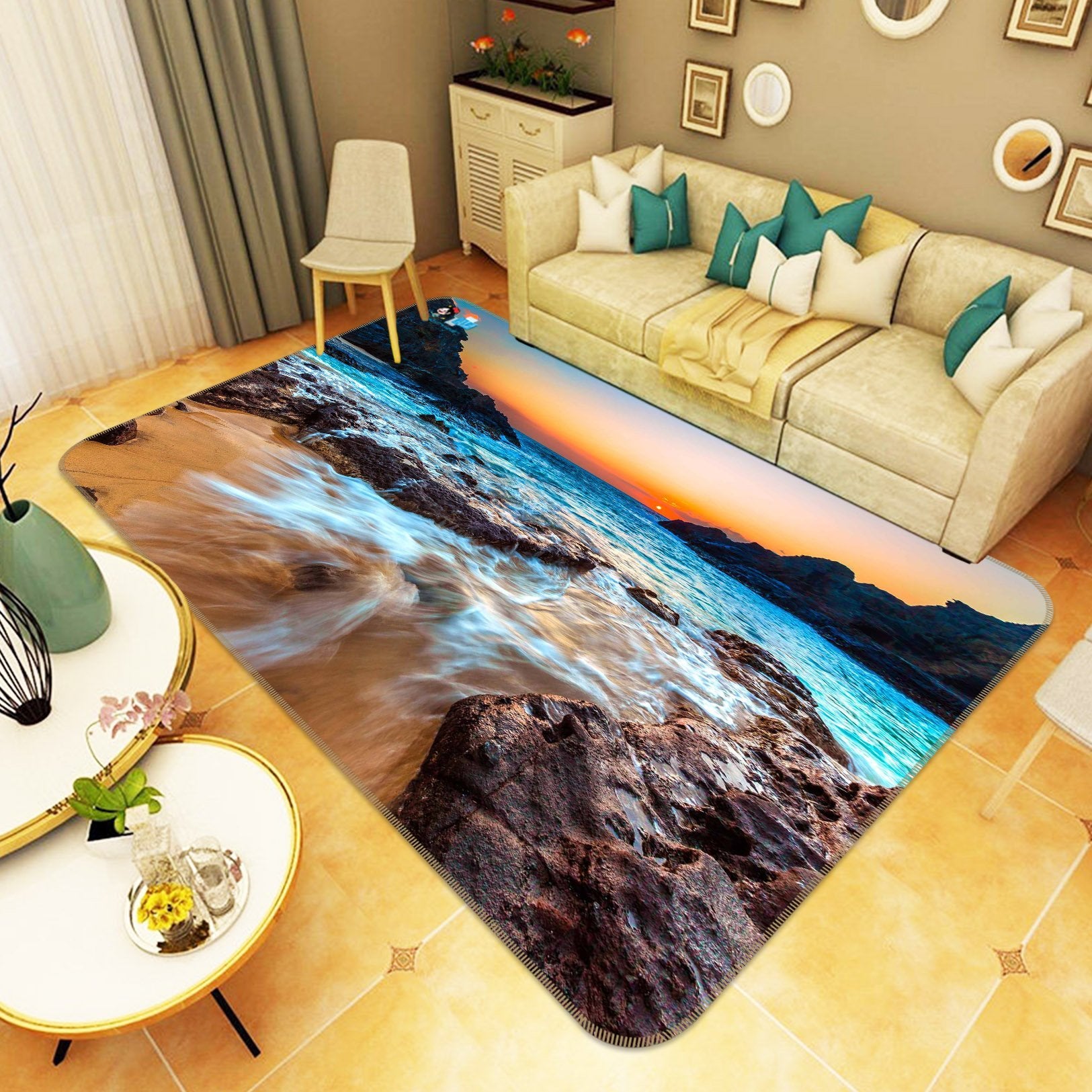 3D Pretty Sea Sunset 228 Non Slip Rug Mat Mat AJ Creativity Home