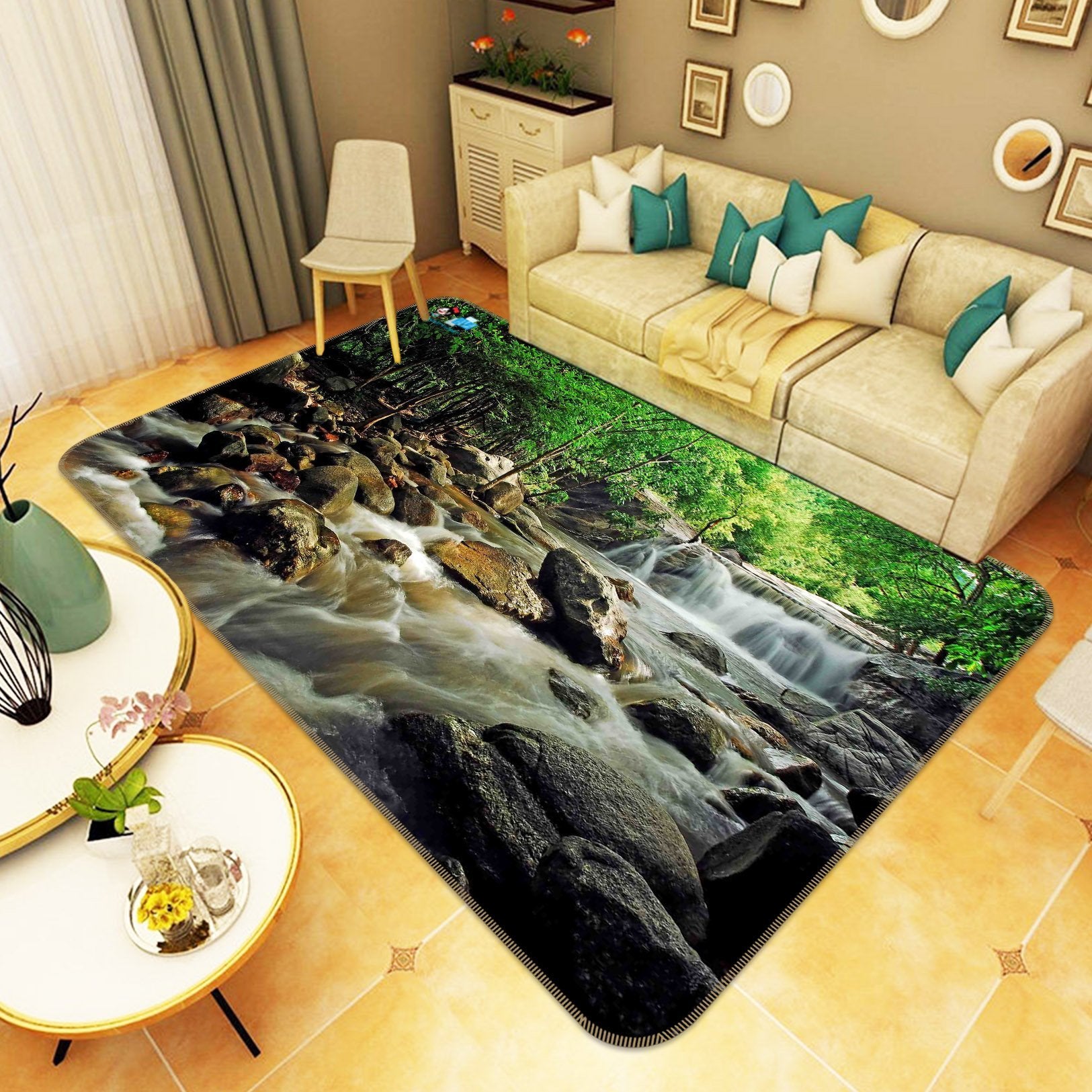 3D Forest River 235 Non Slip Rug Mat Mat AJ Creativity Home