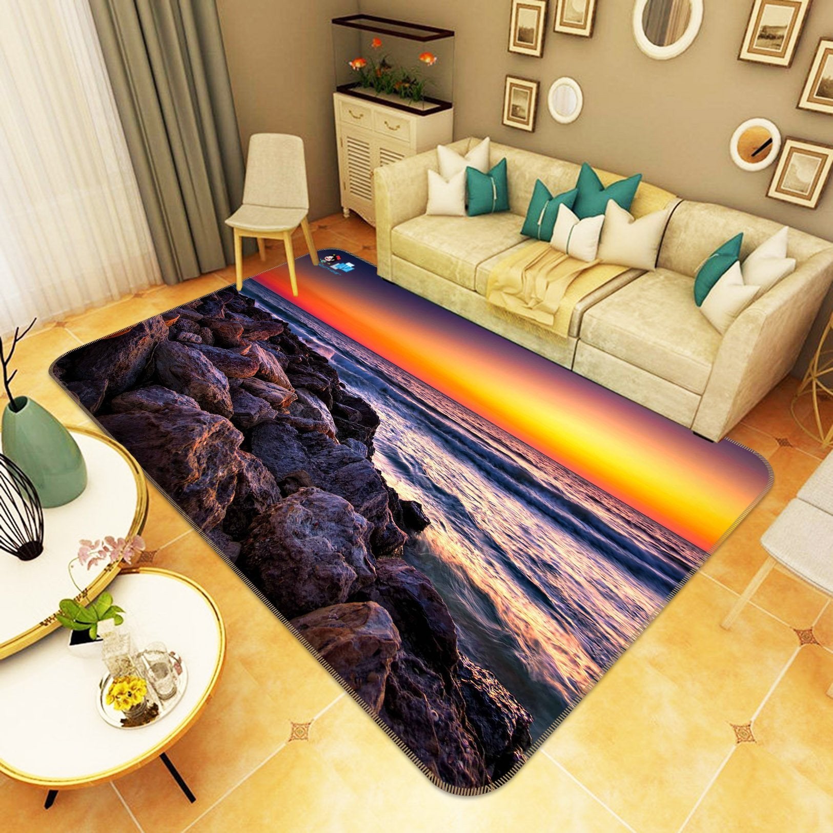 3D Stunning Sea Sunset 220 Non Slip Rug Mat Mat AJ Creativity Home