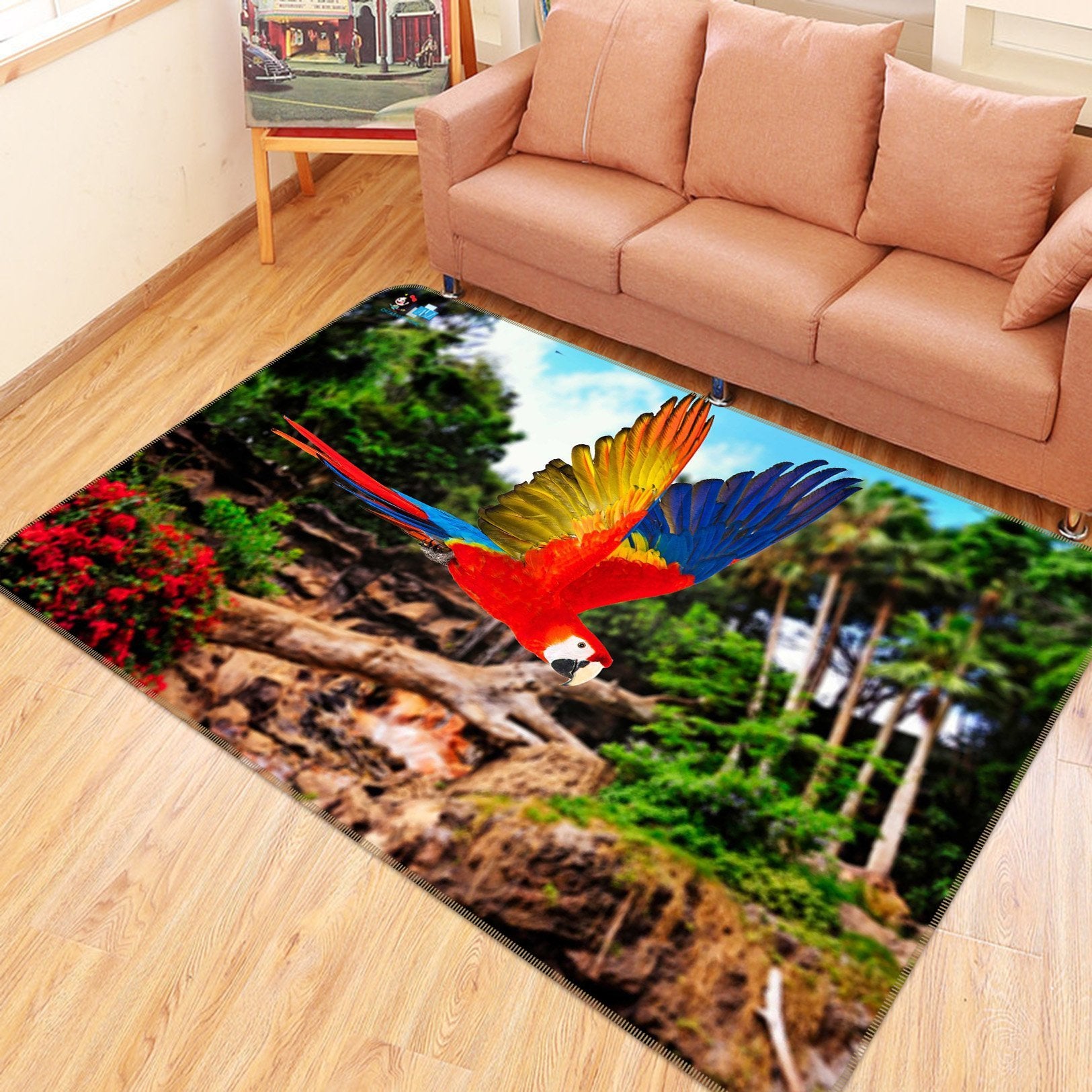 3D Flying Parrot 261 Non Slip Rug Mat Mat AJ Creativity Home