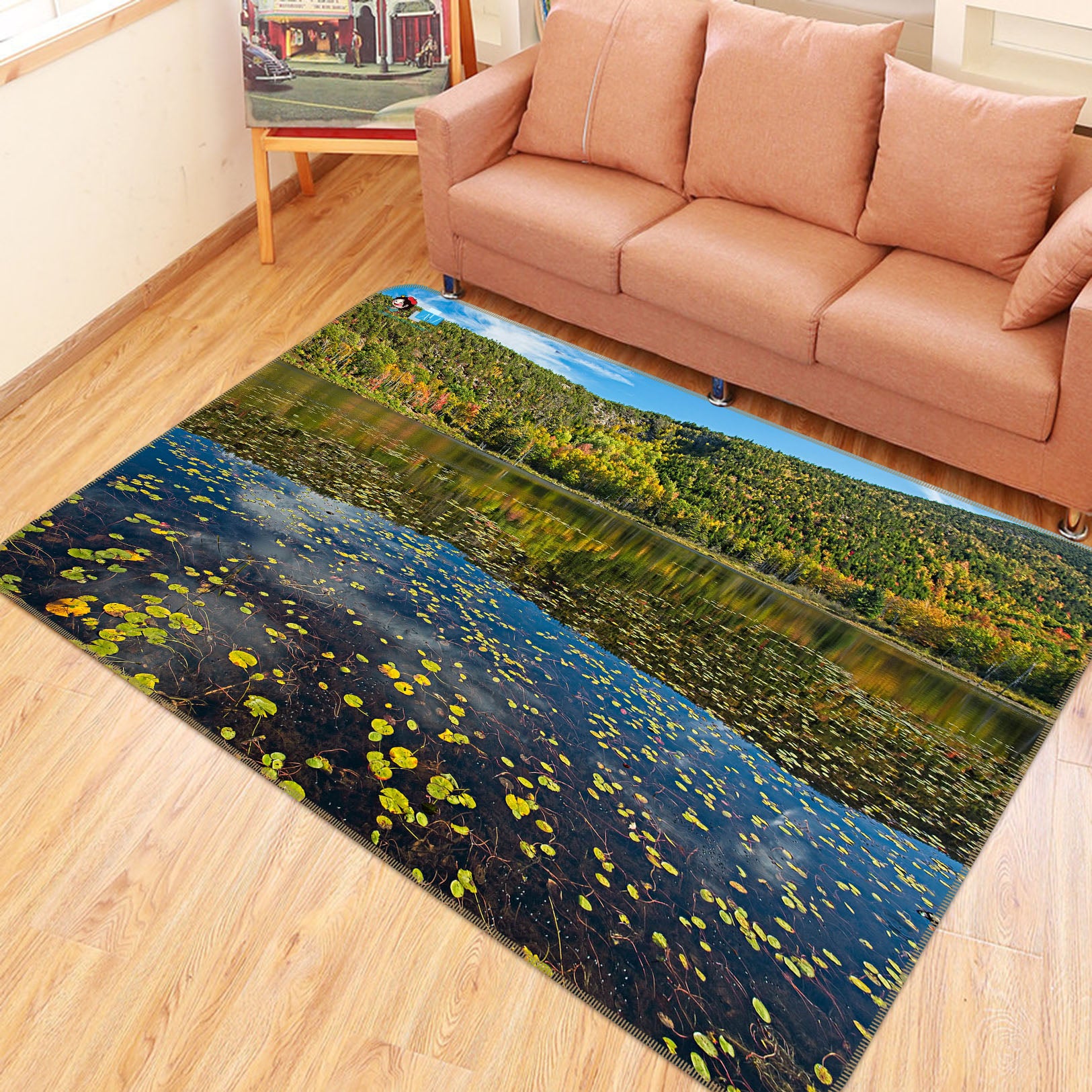 3D Lake Leaves 62219 Kathy Barefield Rug Non Slip Rug Mat