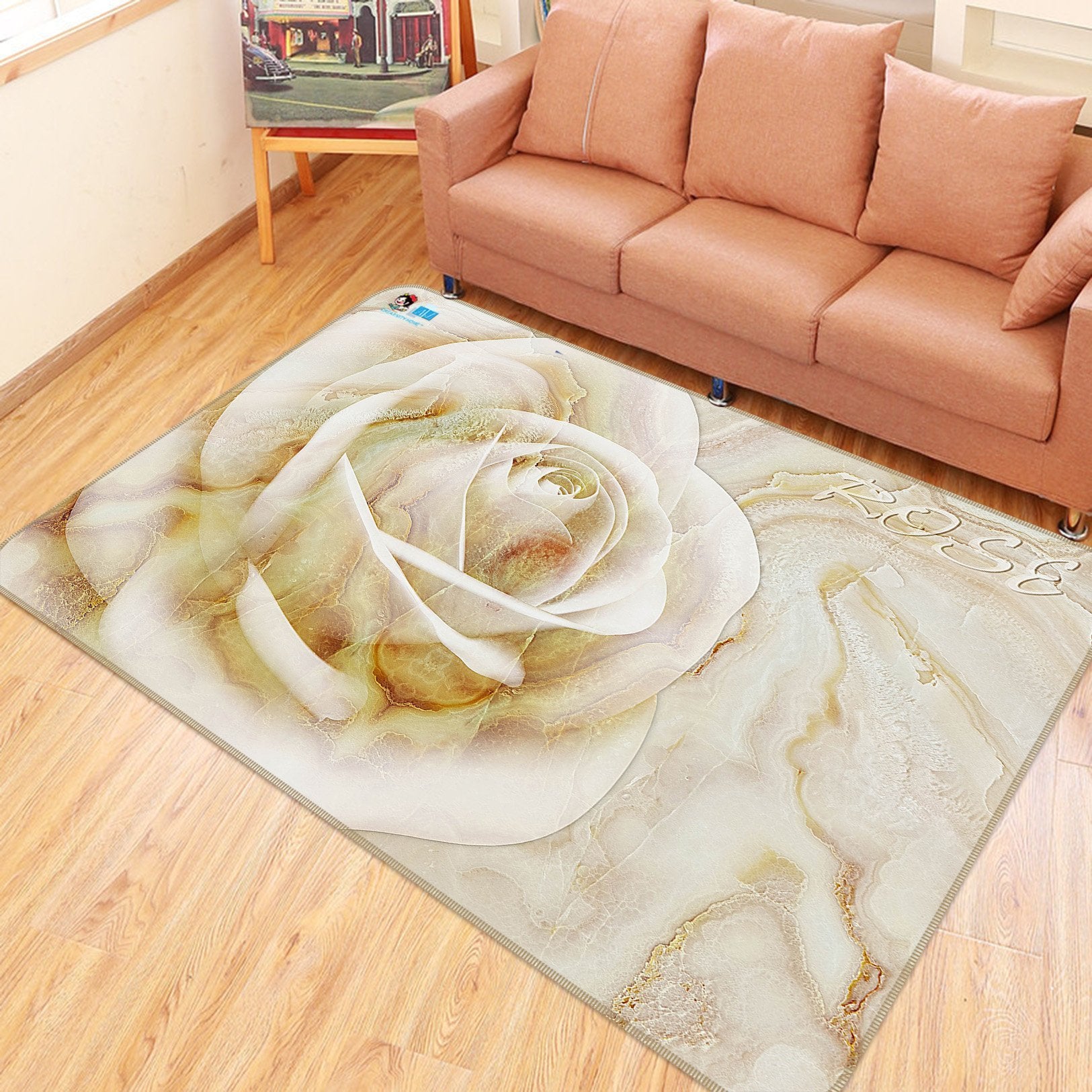 3D White Rose 753 Non Slip Rug Mat Mat AJ Creativity Home