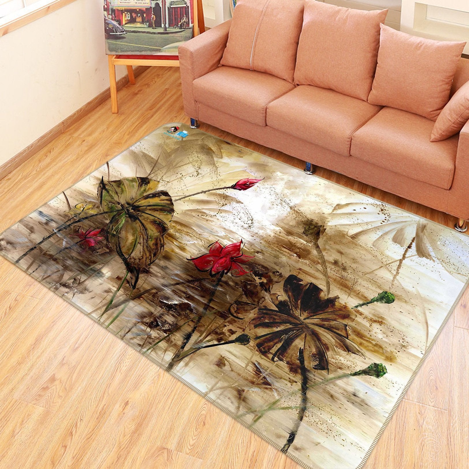 3D Doodle Lotus 617 Non Slip Rug Mat Mat AJ Creativity Home