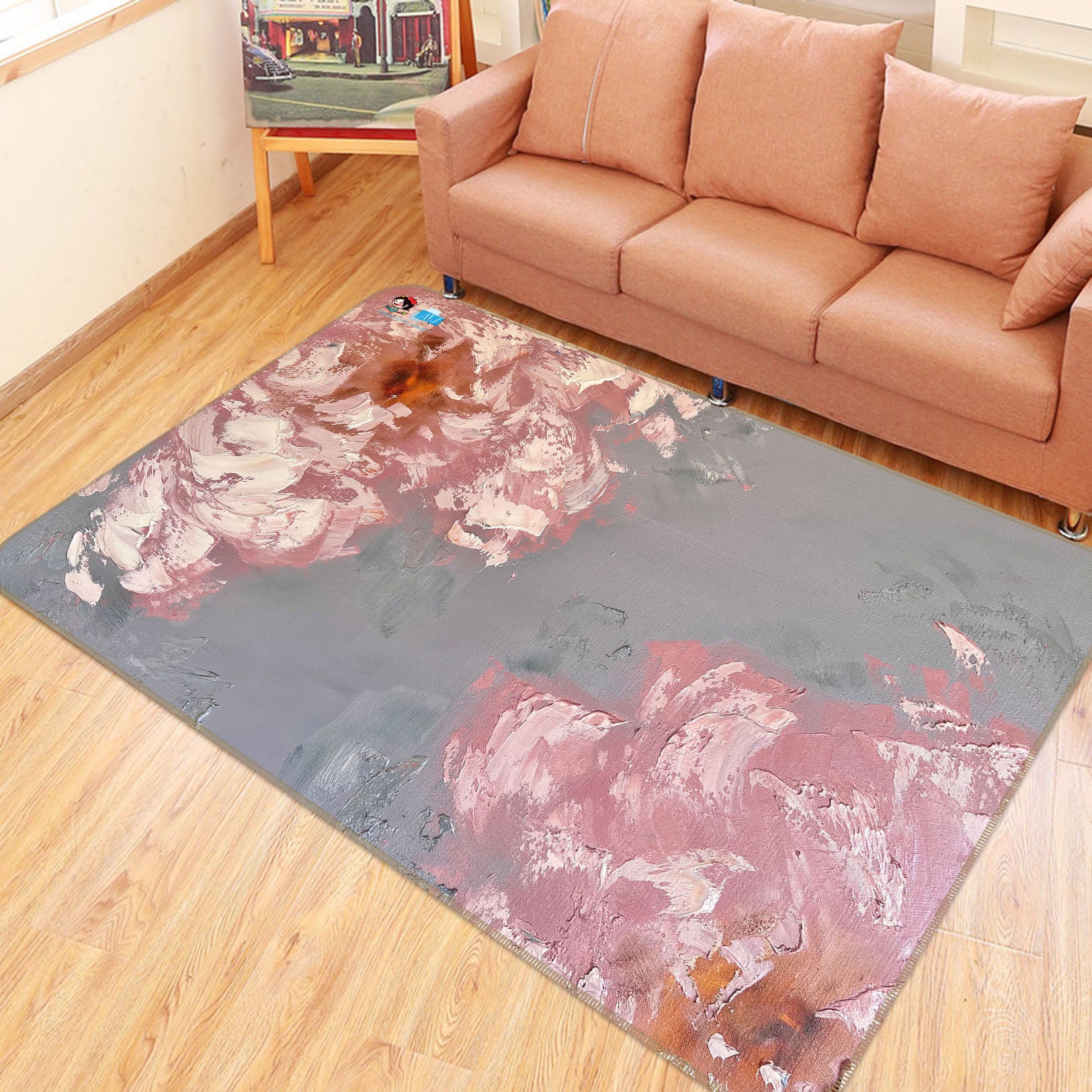 3D Pink Flower 3840 Skromova Marina Rug Non Slip Rug Mat