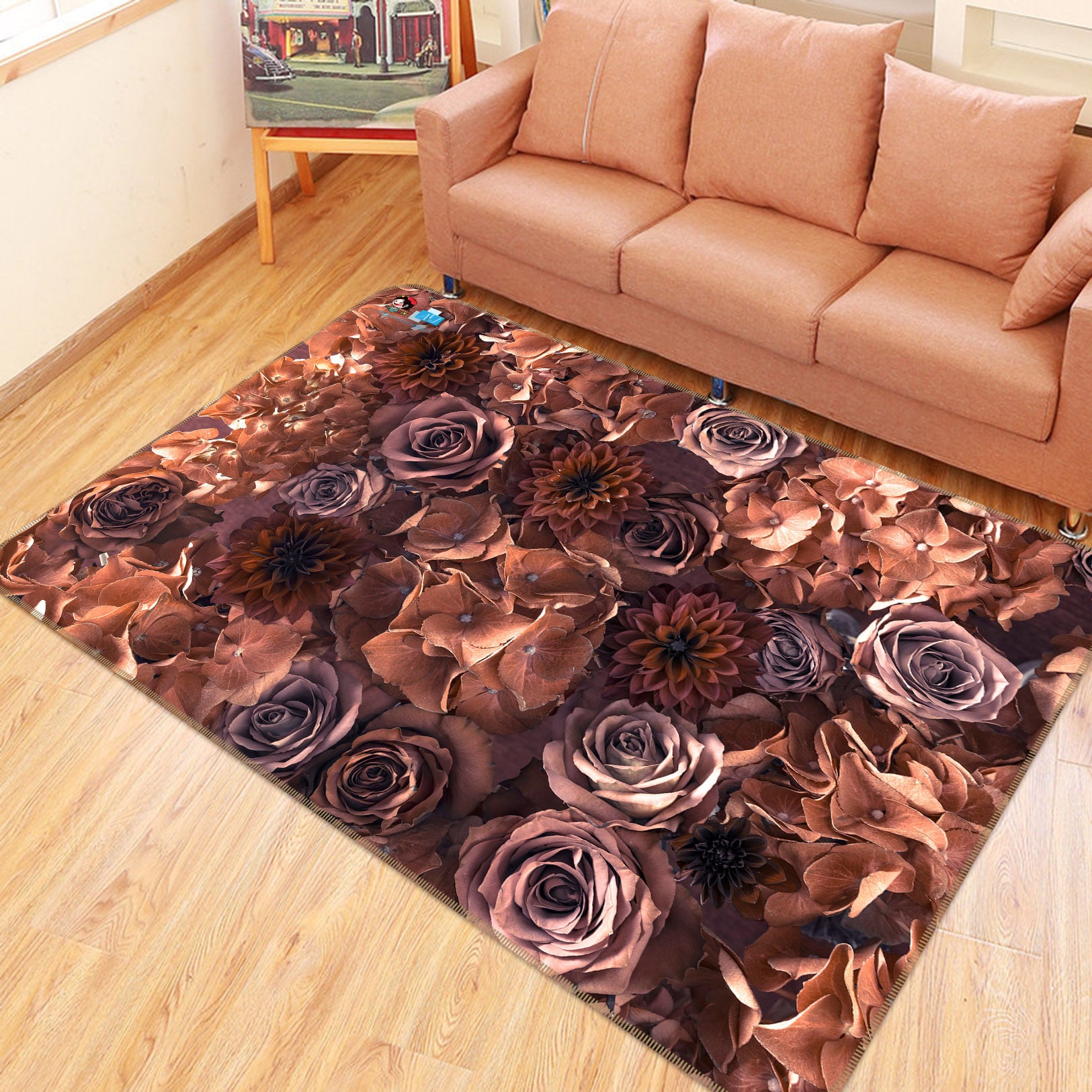 3D Rose Flower 6724 Assaf Frank Rug Non Slip Rug Mat