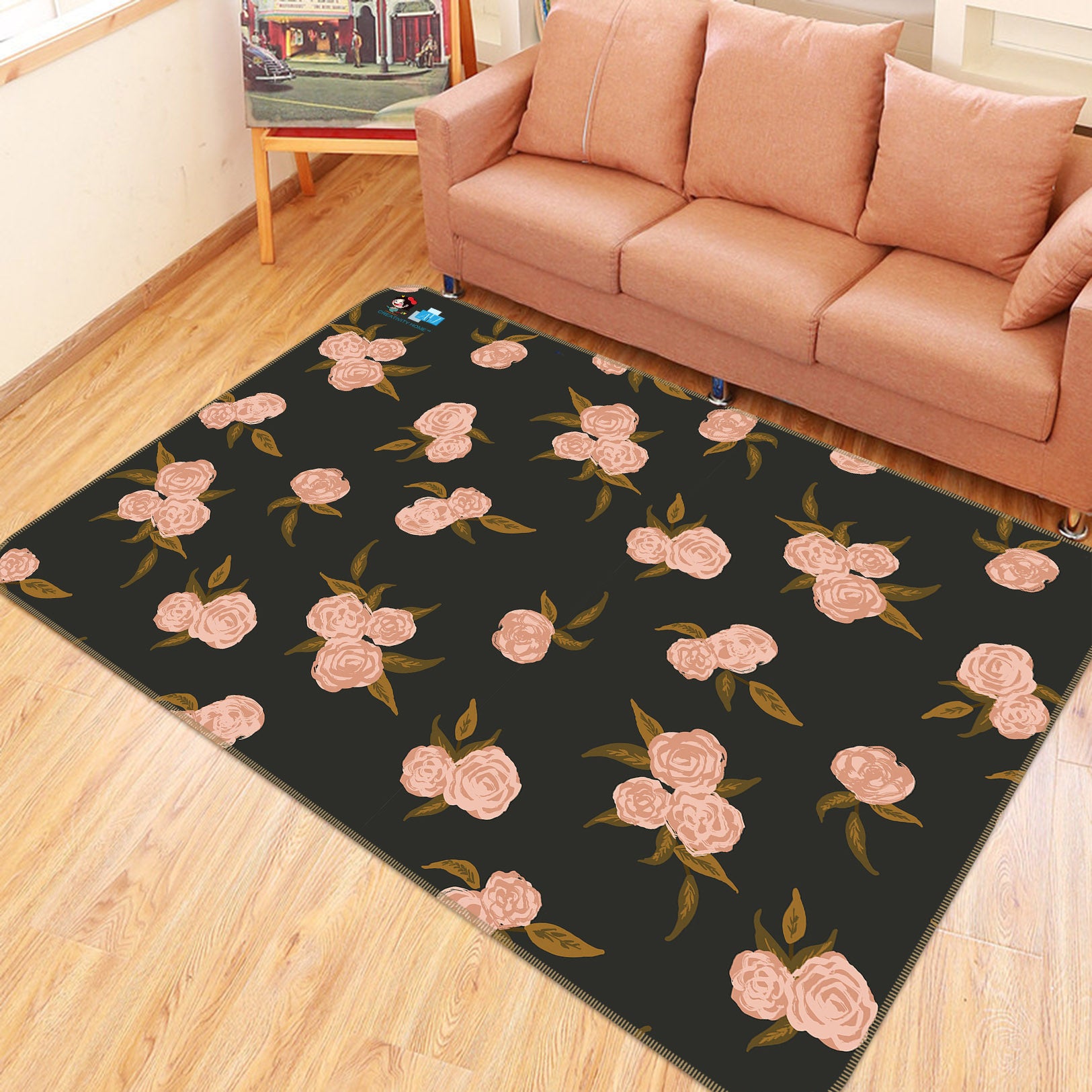 3D Pink Bouquet 10792 Kashmira Jayaprakash Rug Non Slip Rug Mat