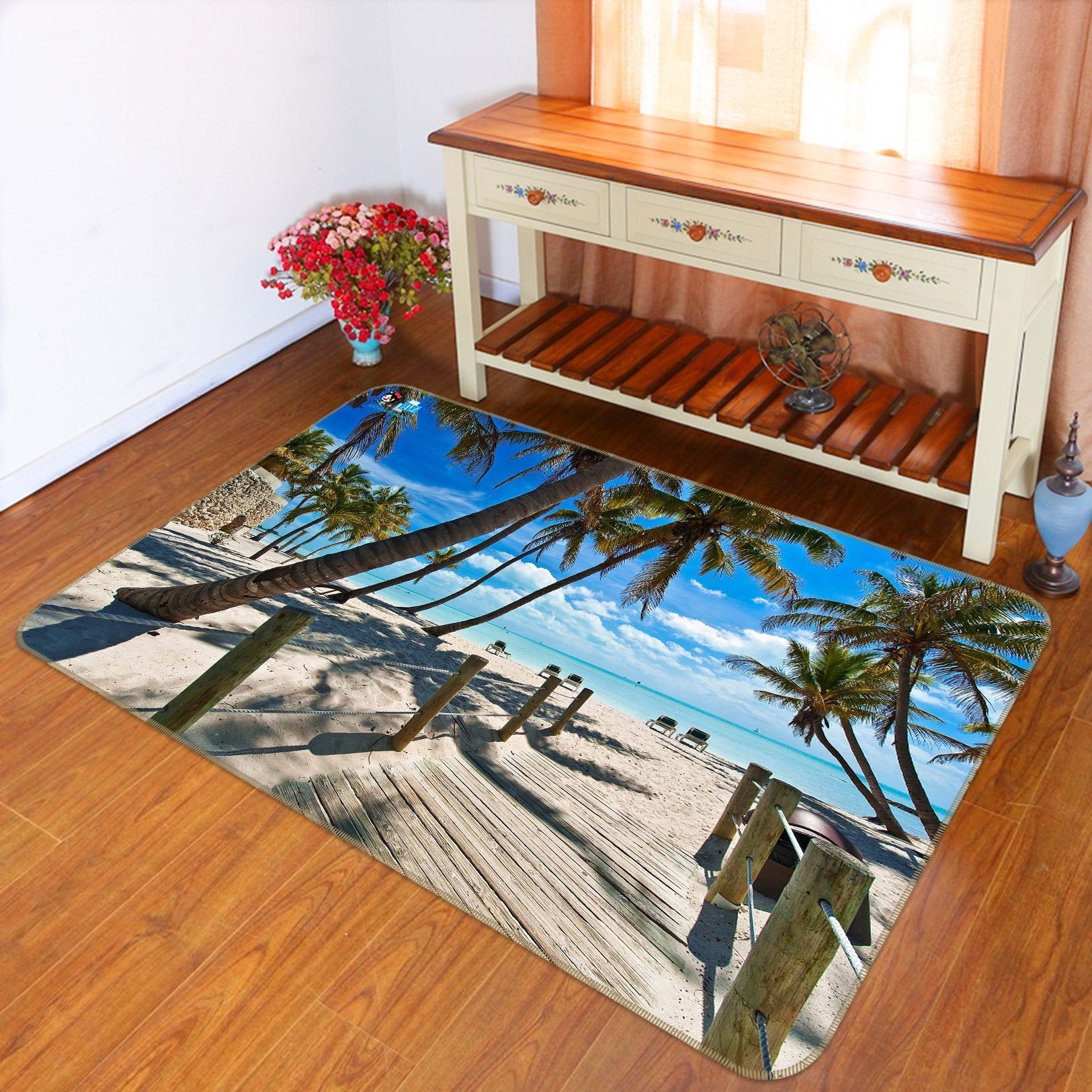 3D Coconut Tree Shadow 410 Non Slip Rug Mat Mat AJ Creativity Home