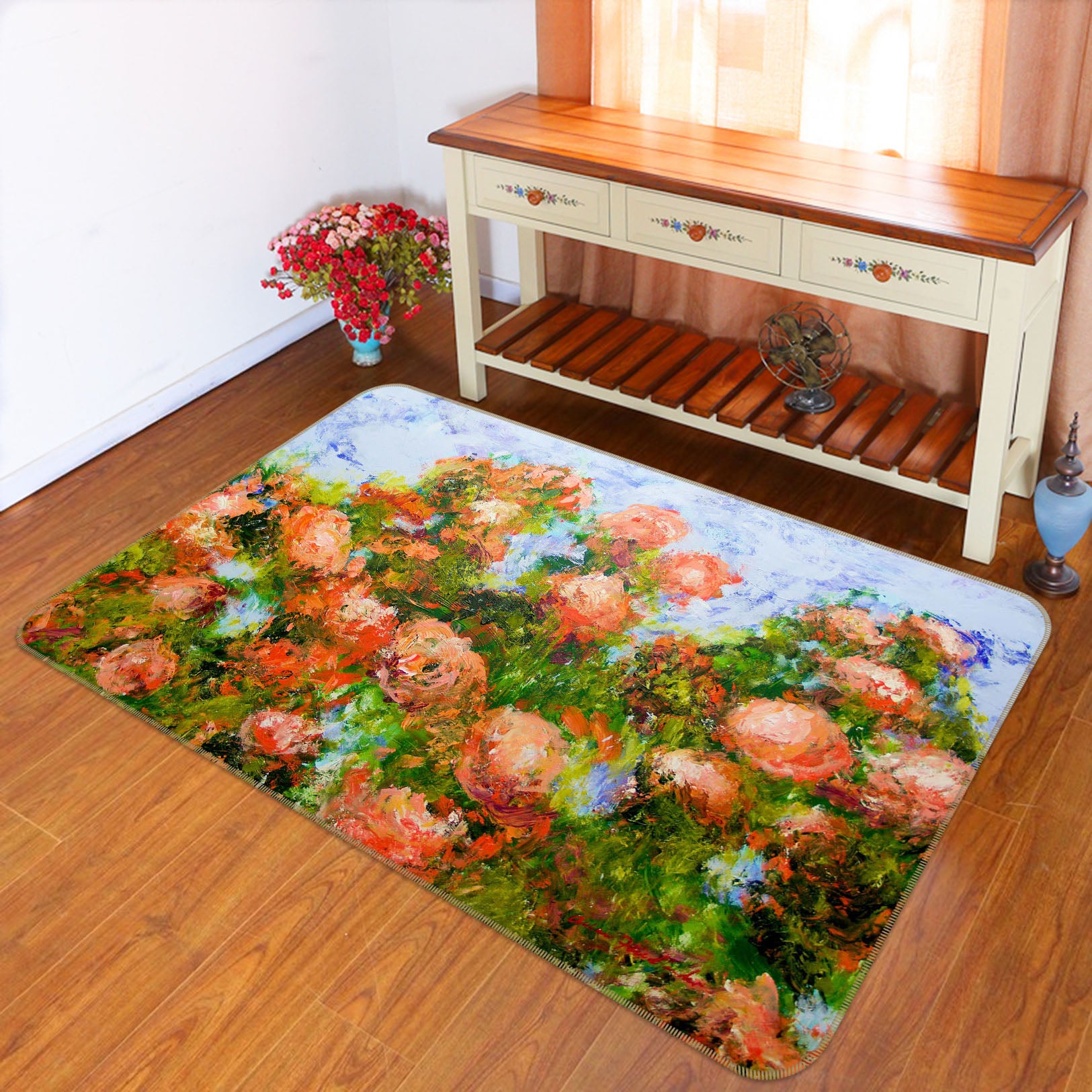 3D Flower Dream 1112 Allan P. Friedlander Rug Non Slip Rug Mat
