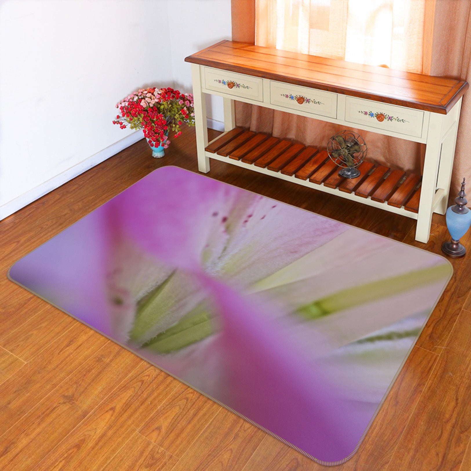3D Purple Flowers 1106 Kathy Barefield Rug Non Slip Rug Mat