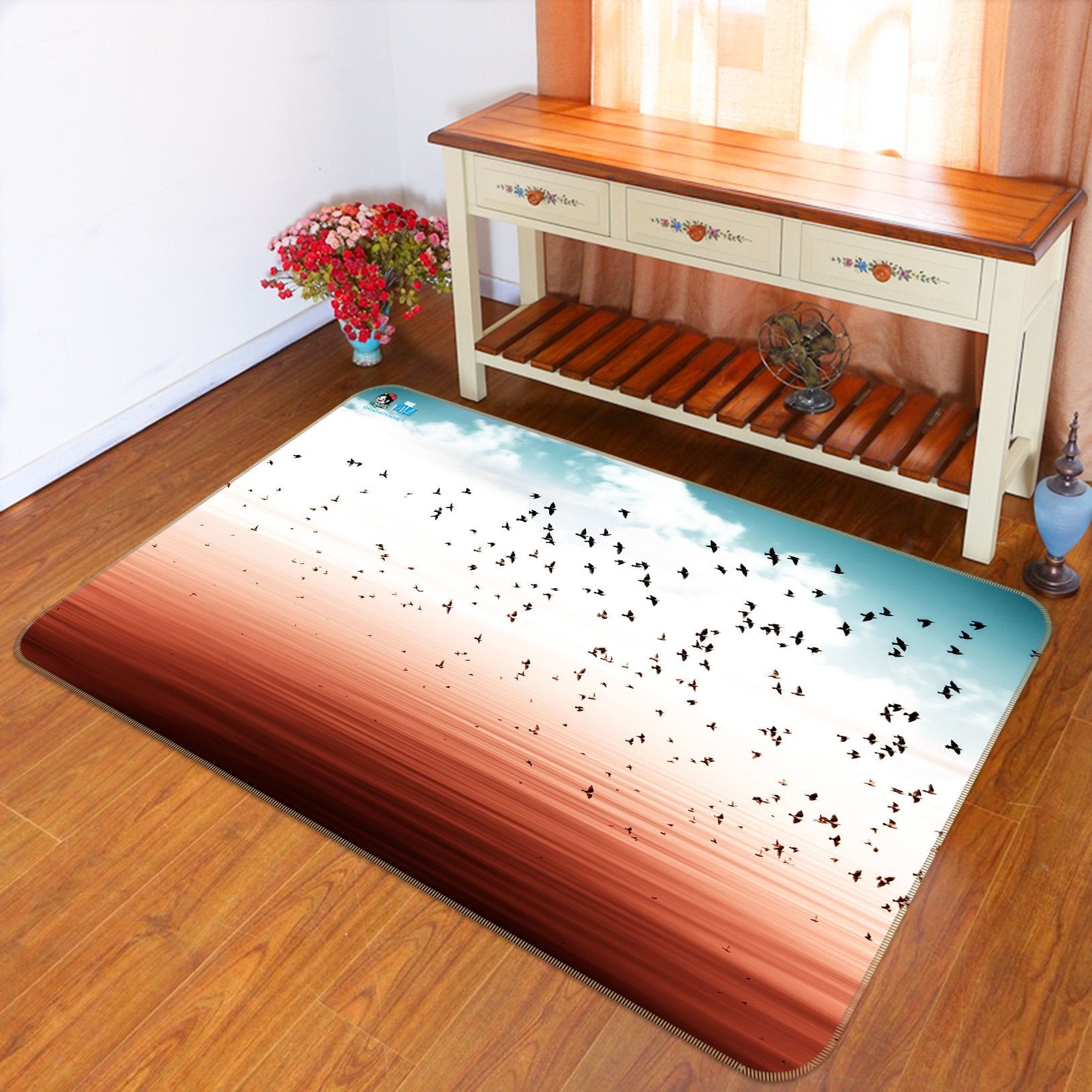 3D Flying Birds Herds 180 Non Slip Rug Mat Mat AJ Creativity Home