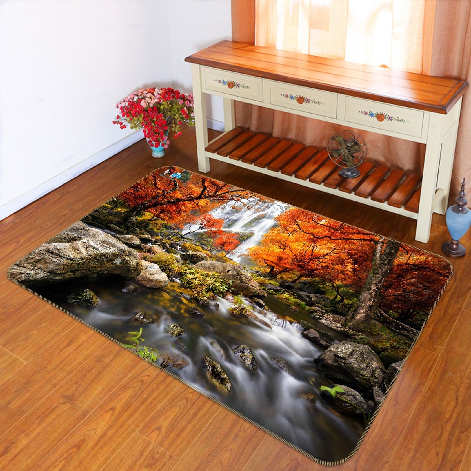 3D Waterfall Maple 520 Non Slip Rug Mat Mat AJ Creativity Home