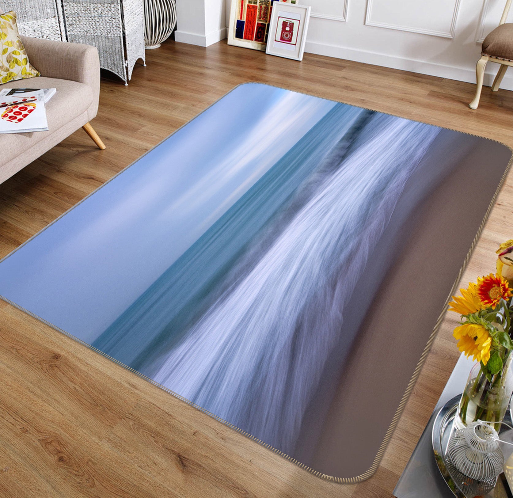 3D Beach Waves 1116 Marco Carmassi Rug Non Slip Rug Mat