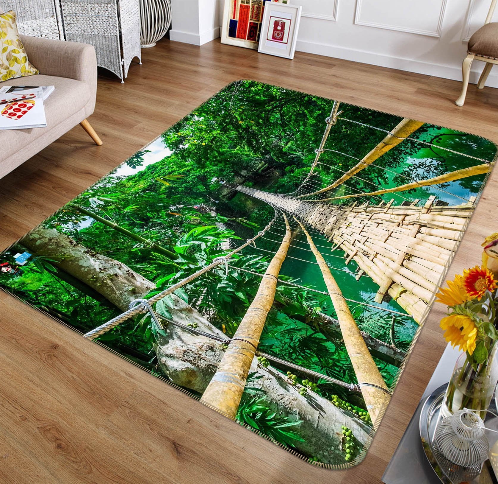 3D Wooden Bridge 518 Non Slip Rug Mat Mat AJ Creativity Home