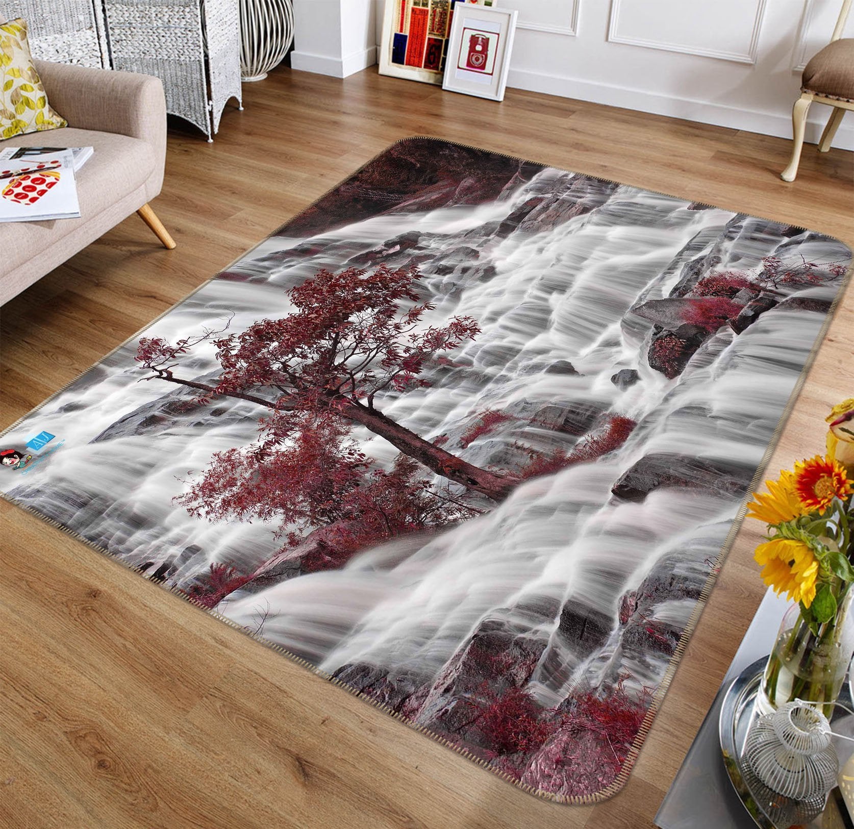 3D Waterfall Tree 234 Non Slip Rug Mat Mat AJ Creativity Home